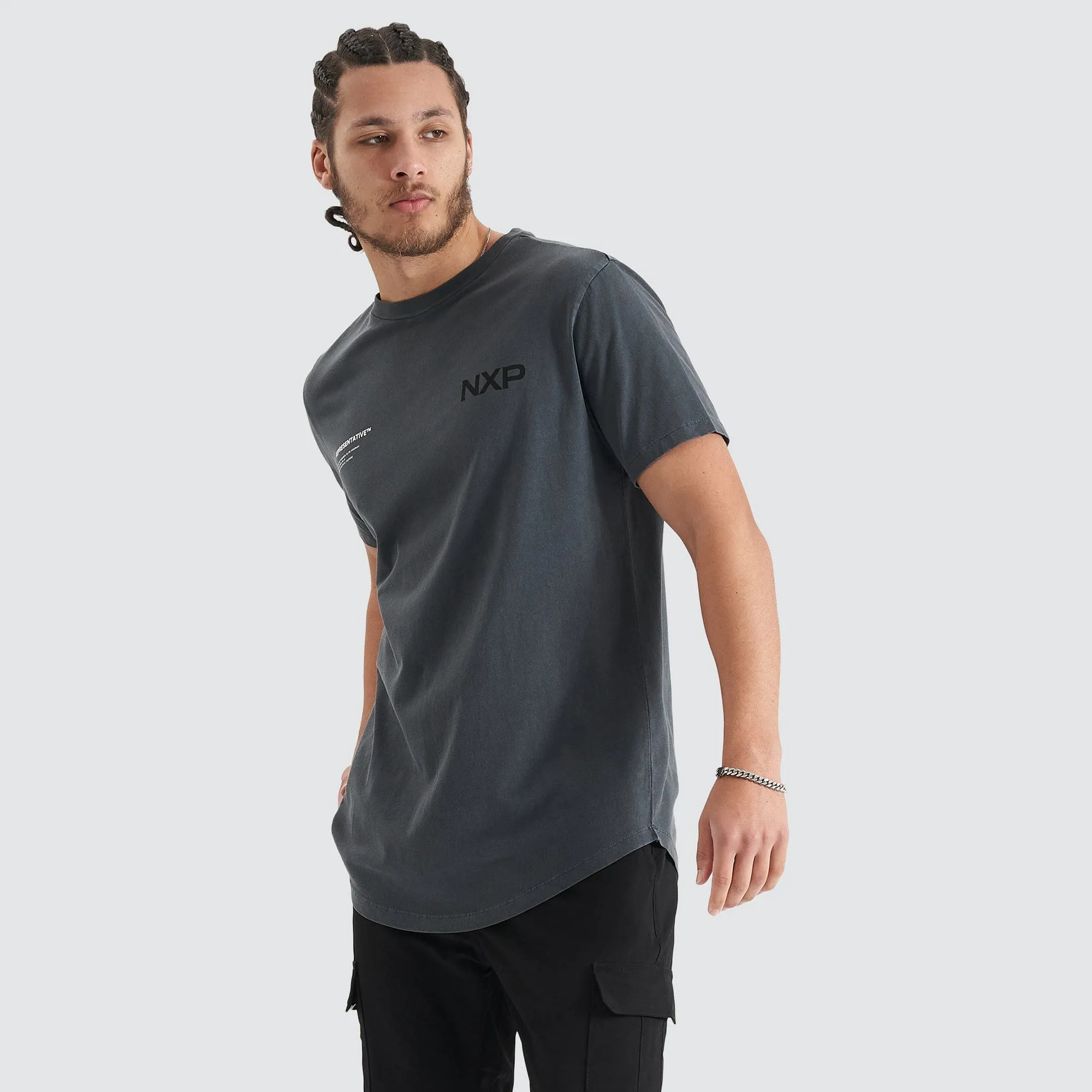 Delta Time Dual Curved Tee Pigment Asphalt sold by Nena and Pasadena product image thumbnail 5