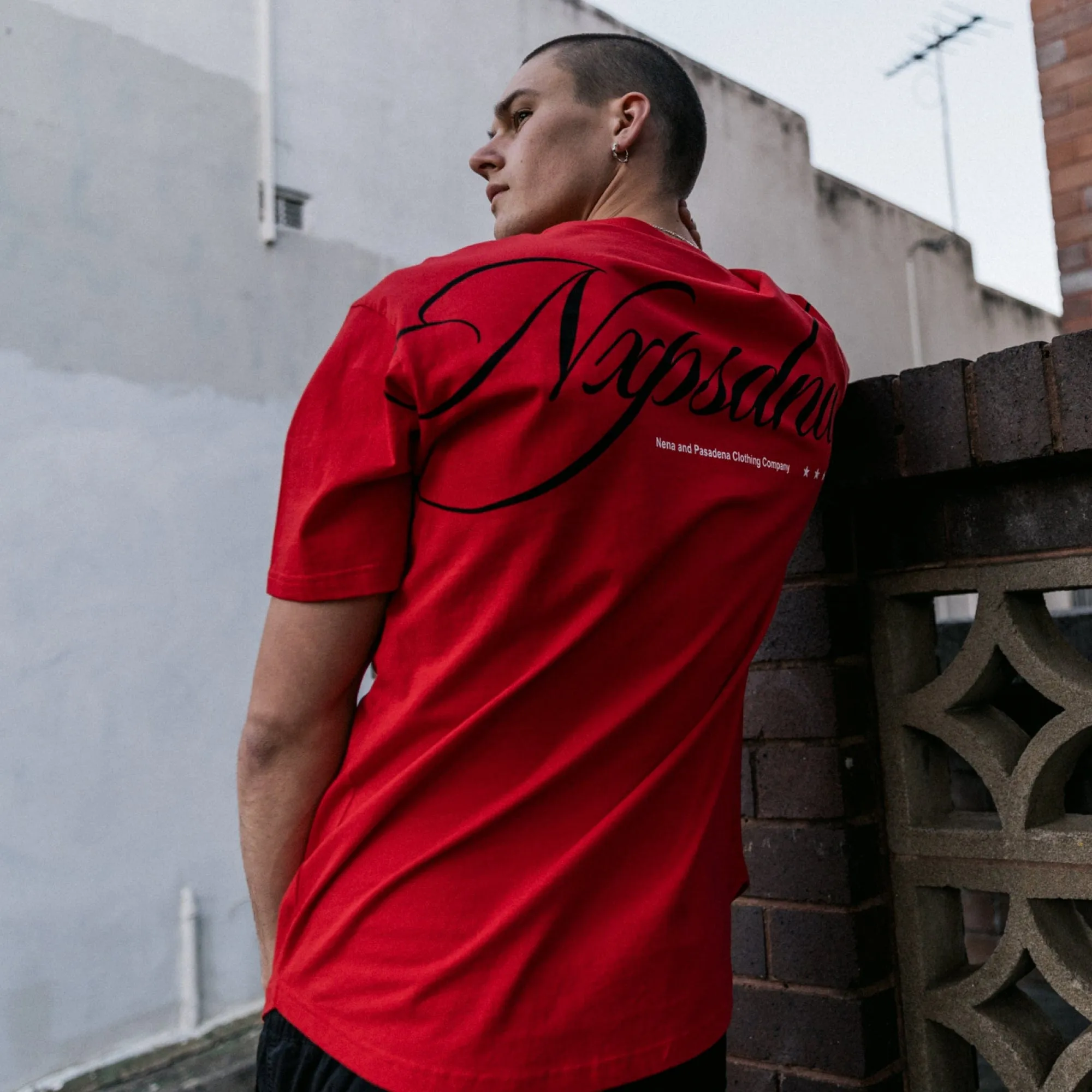 Encrypted Heavy Box Fit Scoop Tee Poppy Red sold by Nena and Pasadena product image thumbnail 2