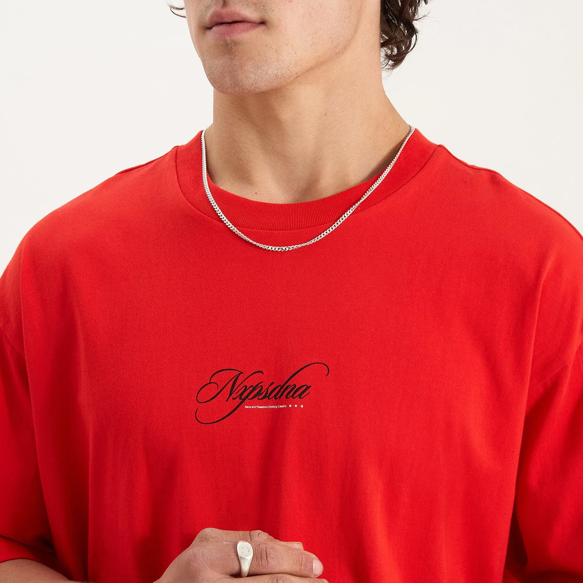 Encrypted Heavy Box Fit Scoop Tee Poppy Red sold by Nena and Pasadena product image thumbnail 4