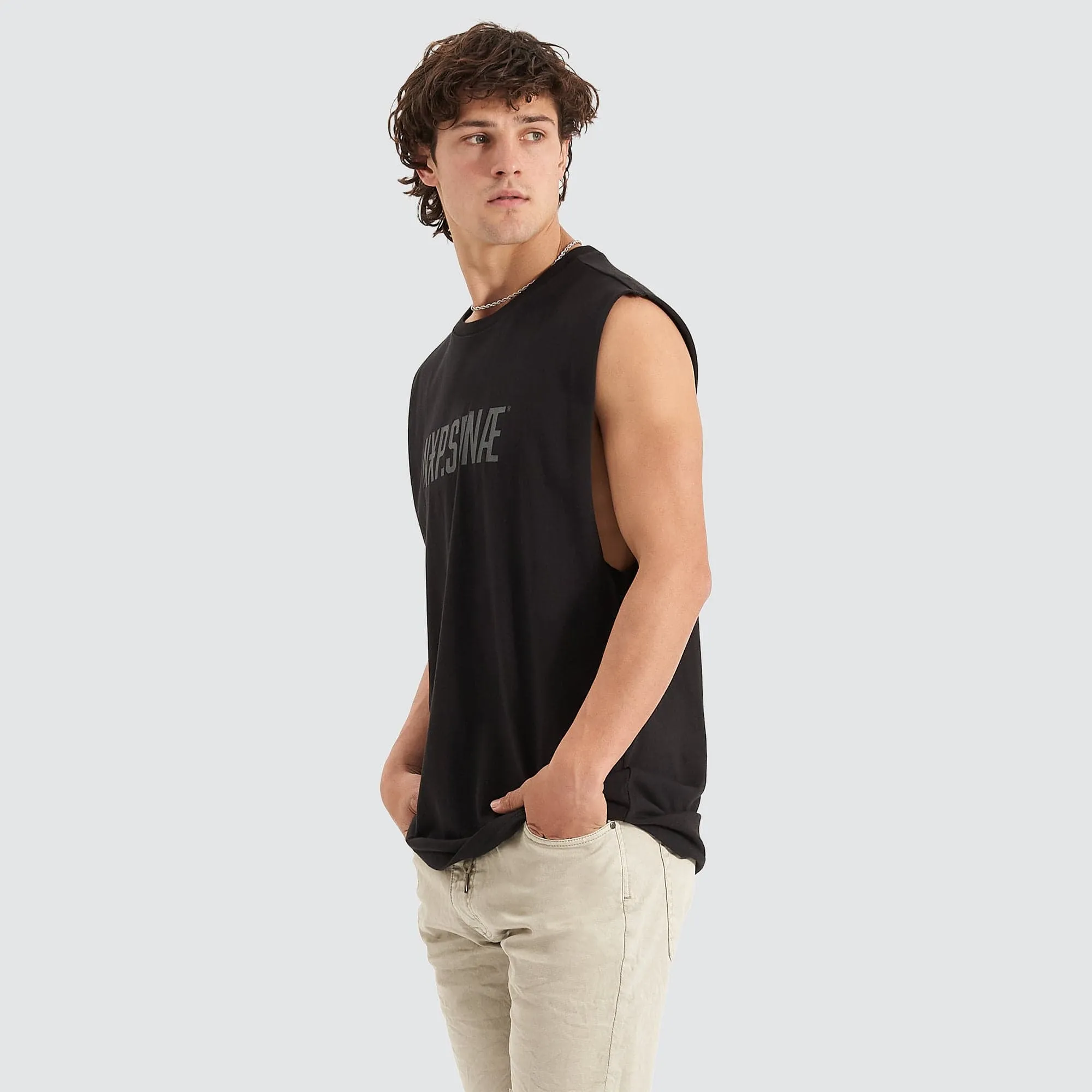 Underdog Scoop Back Muscle Tee Jet Black sold by Nena and Pasadena product image thumbnail 3