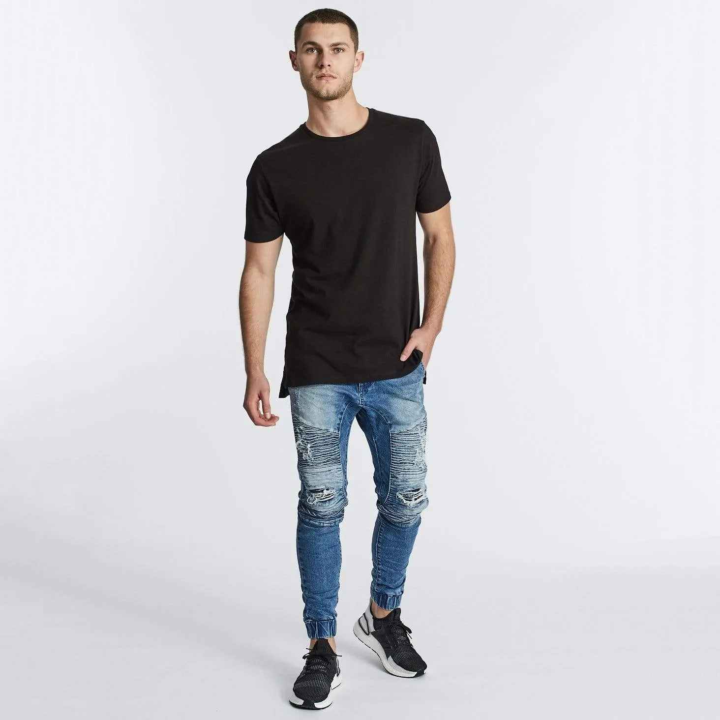 Hybrid Step Hem T-Shirt Jet Black sold by Nena and Pasadena product image thumbnail 4