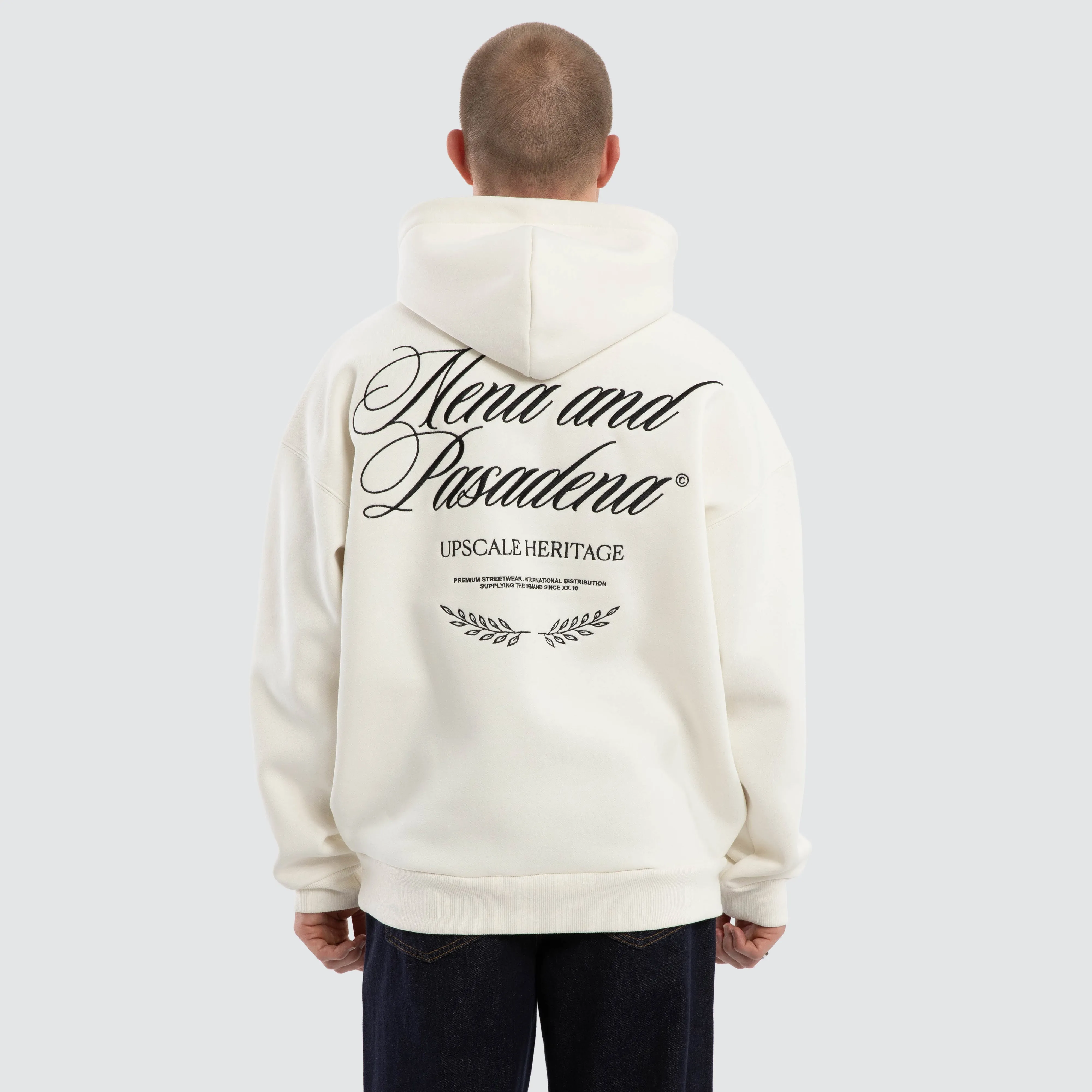 Etiquette Box Fit Hoodie Natural White sold by Nena and Pasadena product image thumbnail 2