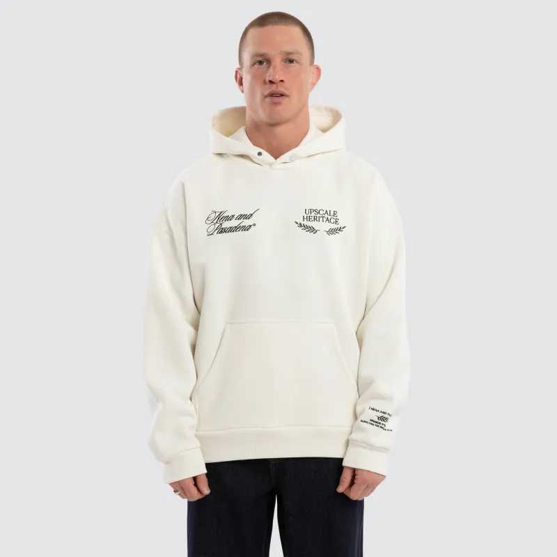 Etiquette Box Fit Hoodie Natural White made by Nena and Pasadena