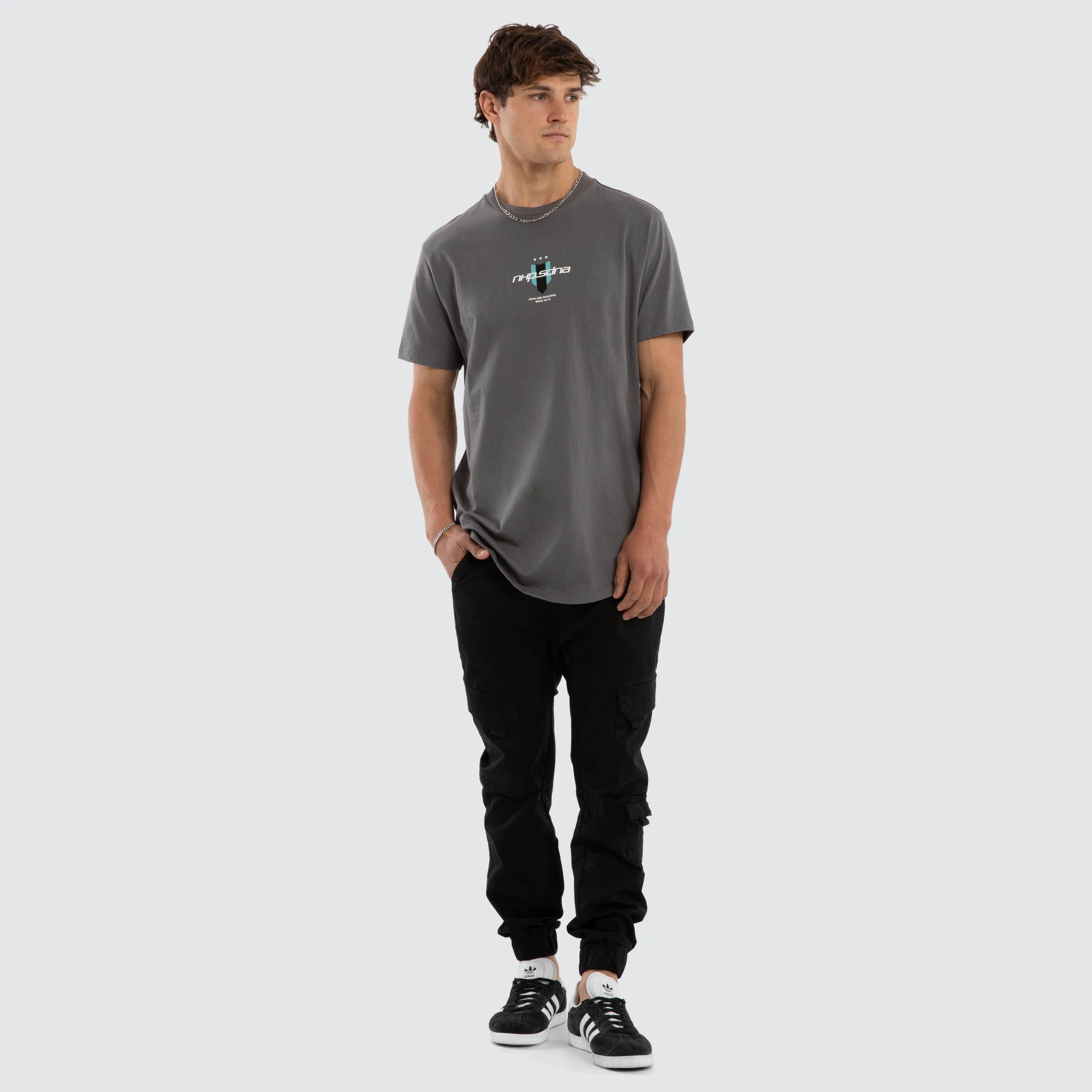 Central Dual Curved Tee Charcoal sold by Nena and Pasadena product image thumbnail 2