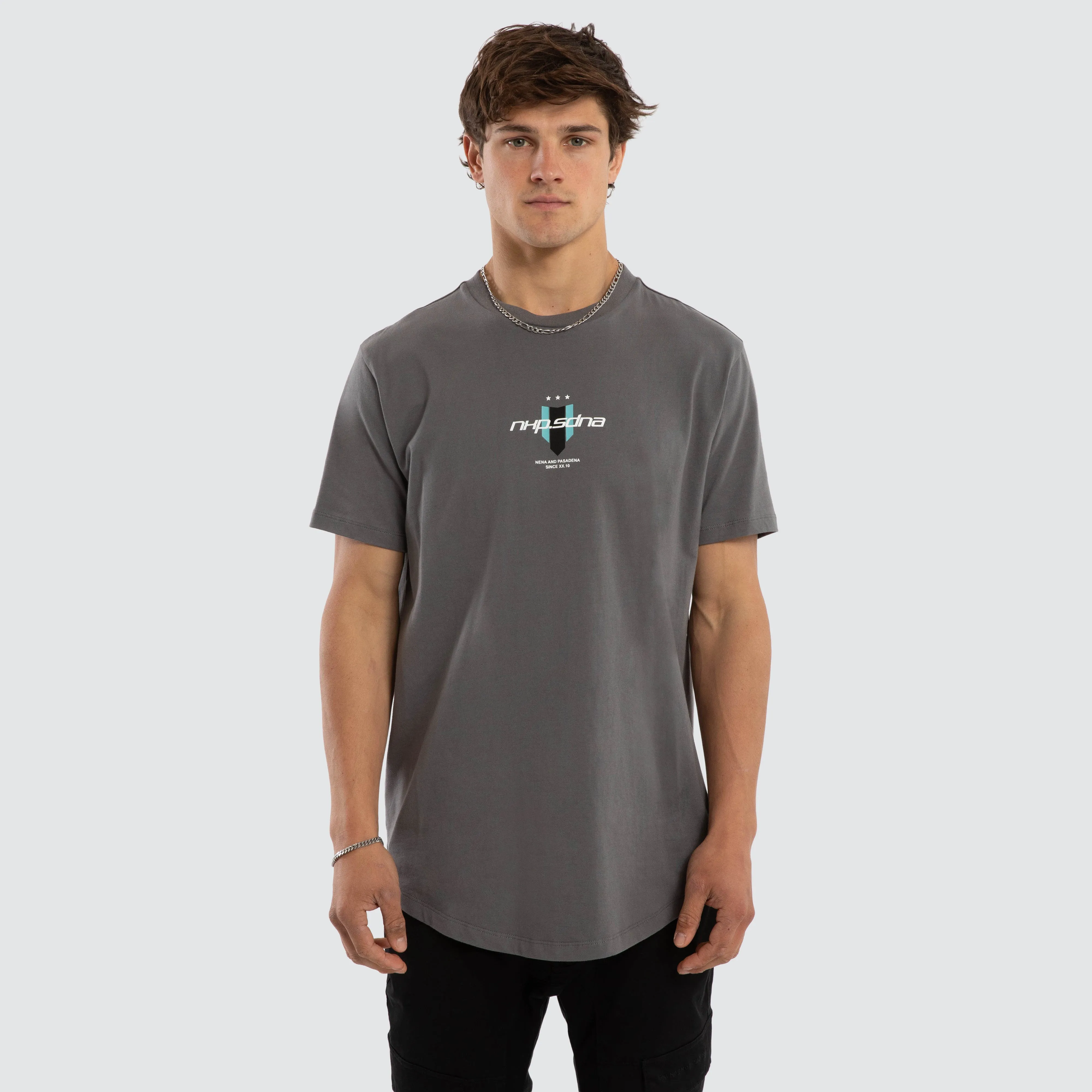 Central Dual Curved Tee Charcoal sold by Nena and Pasadena product image thumbnail 3