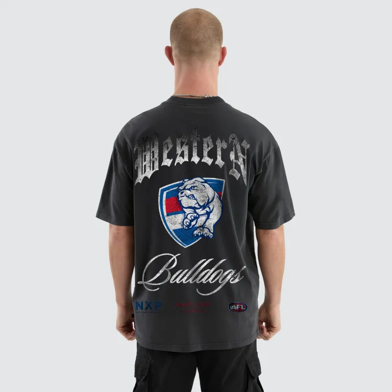 Western Bulldogs AFL Vintage Goth Tee Pigment Asphalt made by Nena and Pasadena