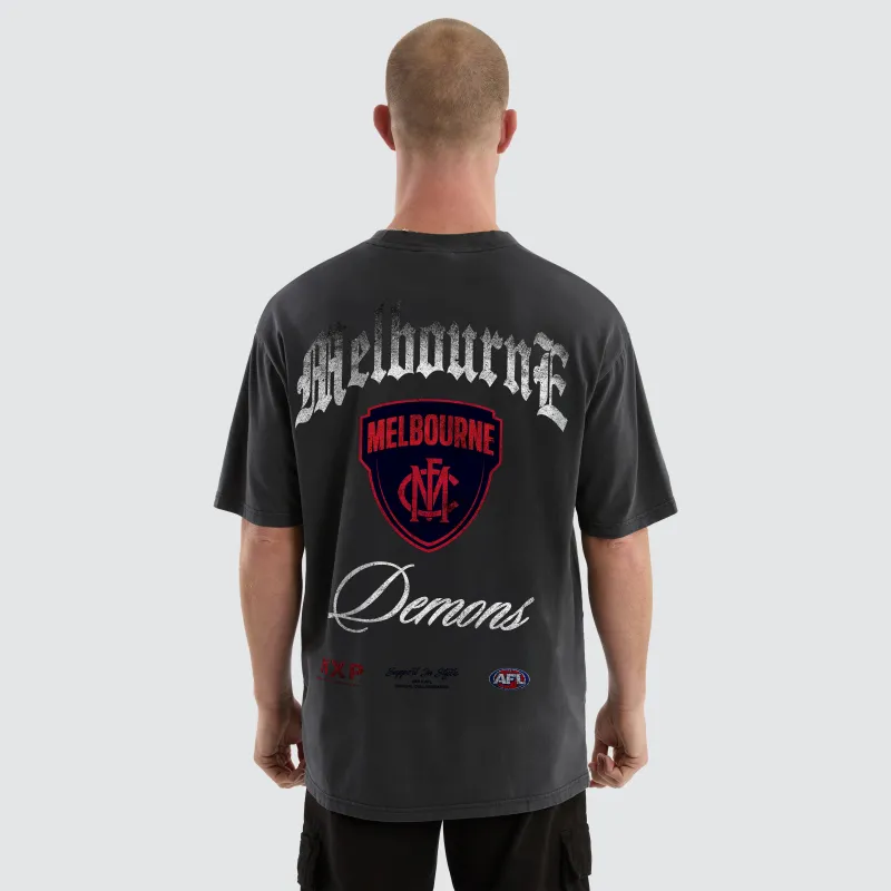 Melbourne Demons AFL Vintage Goth Tee Pigment Asphalt made by Nena and Pasadena