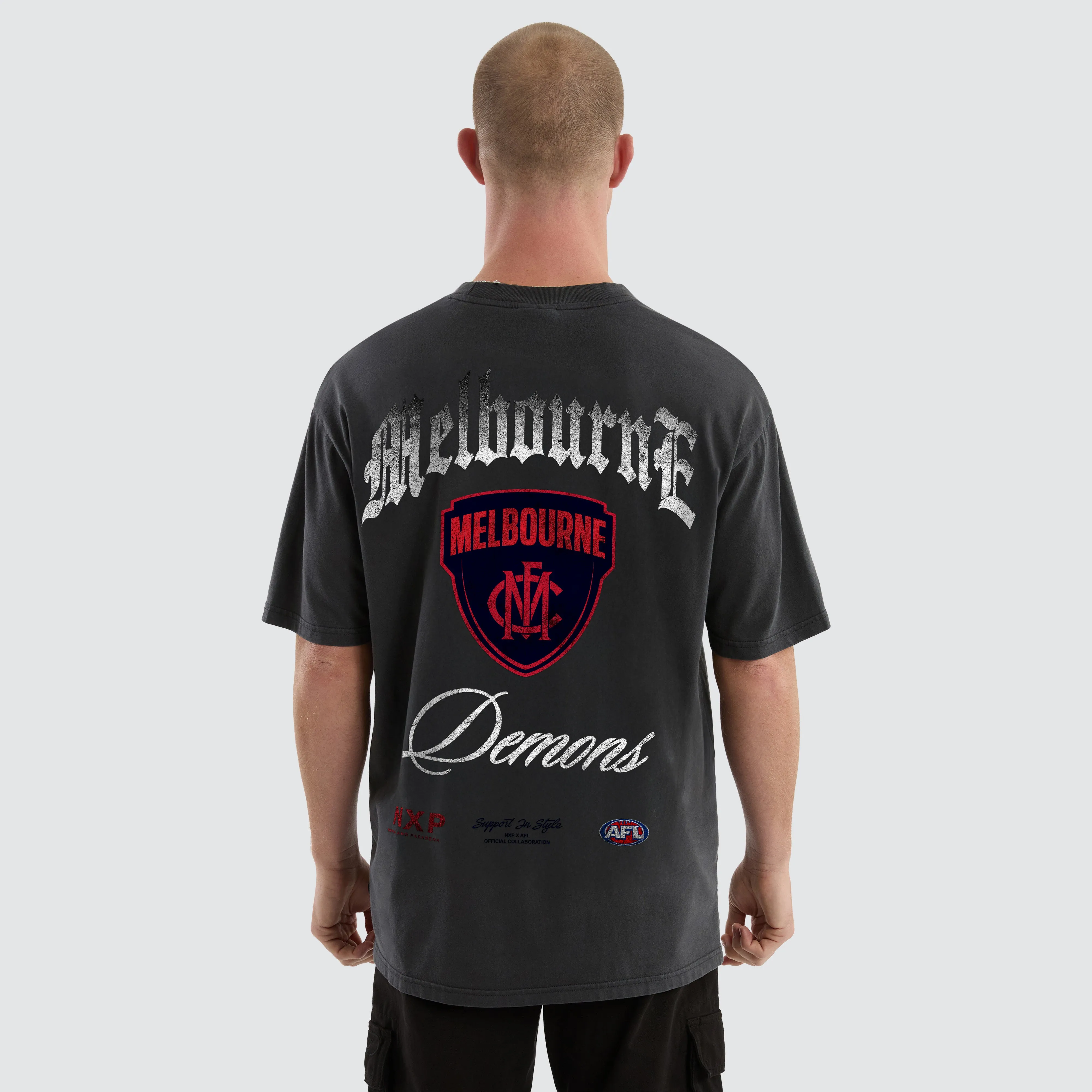 Melbourne Demons AFL Vintage Goth Tee Pigment Asphalt sold by Nena and Pasadena