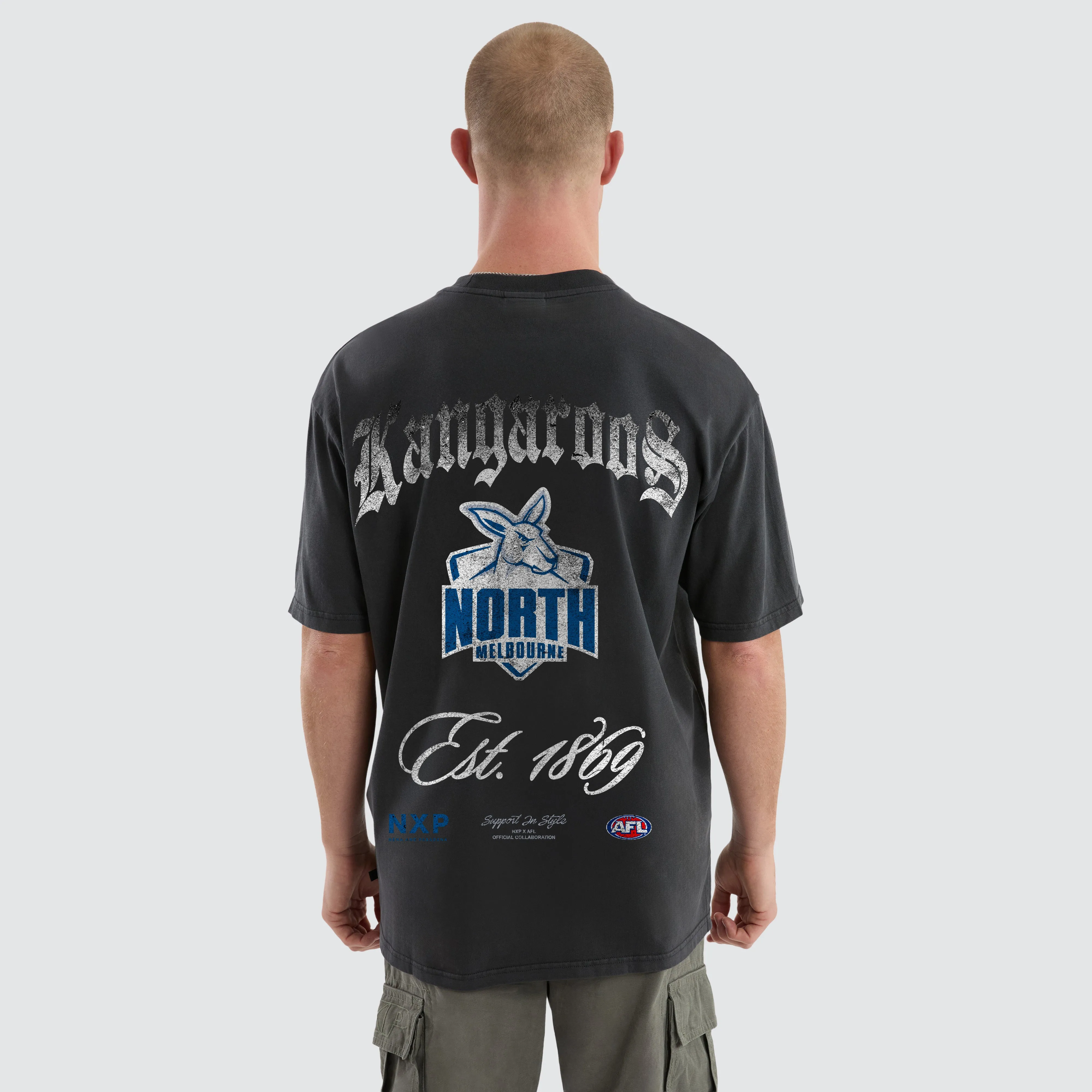 North Melbourne Kangaroos AFL Vintage Goth Tee Pigment Asphalt sold by Nena and Pasadena product image thumbnail 2