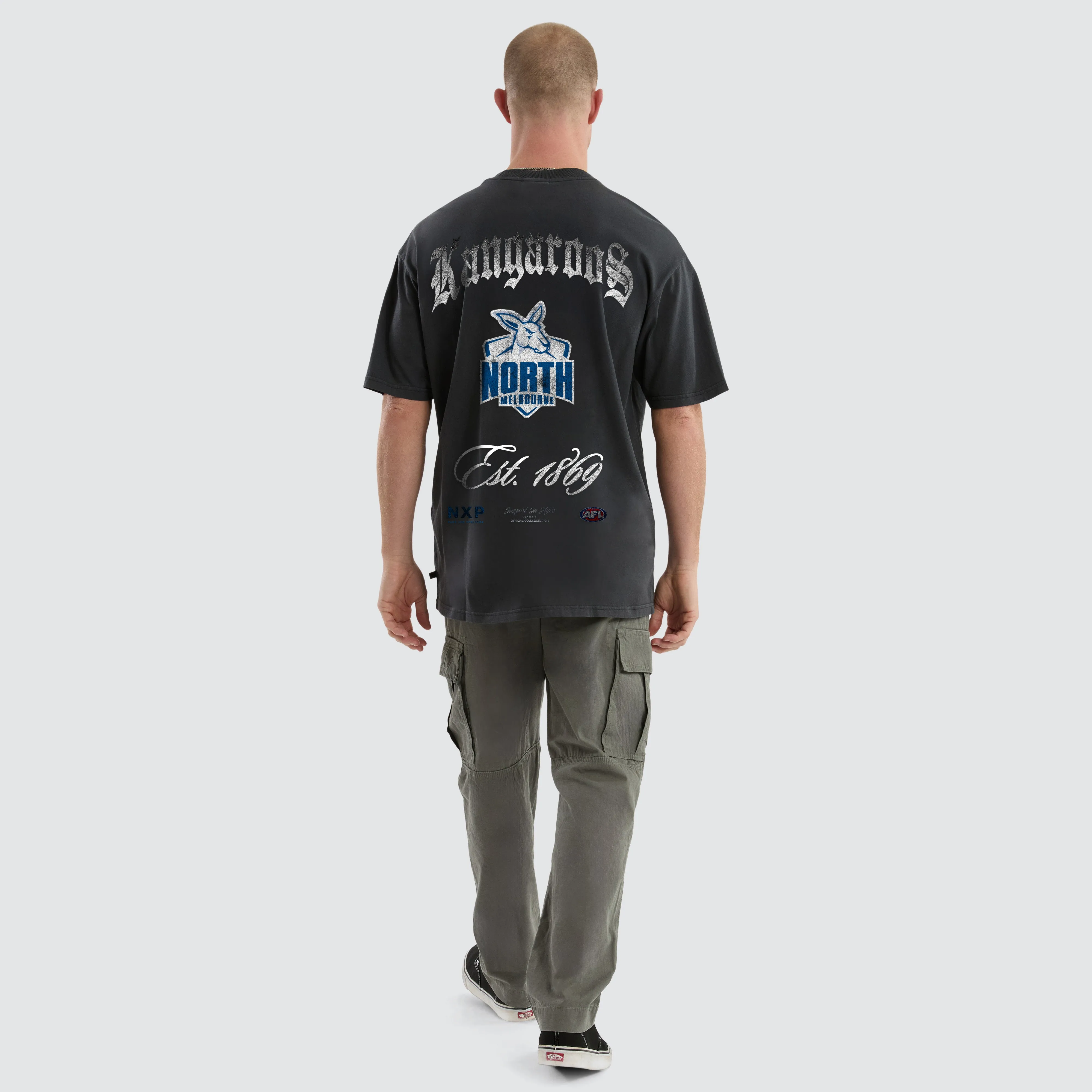 North Melbourne Kangaroos AFL Vintage Goth Tee Pigment Asphalt sold by Nena and Pasadena product image thumbnail 5