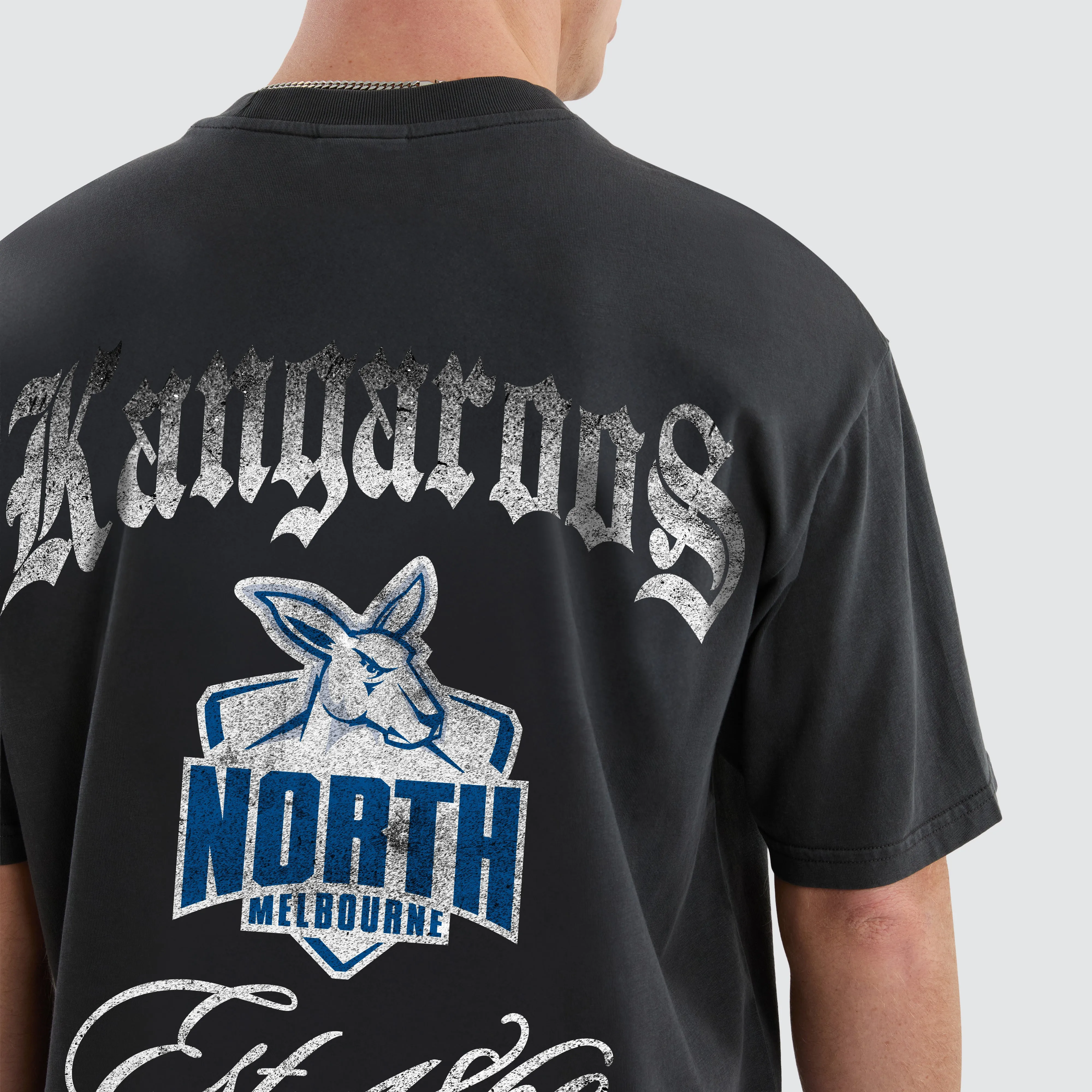 North Melbourne Kangaroos AFL Vintage Goth Tee Pigment Asphalt sold by Nena and Pasadena product image thumbnail 4