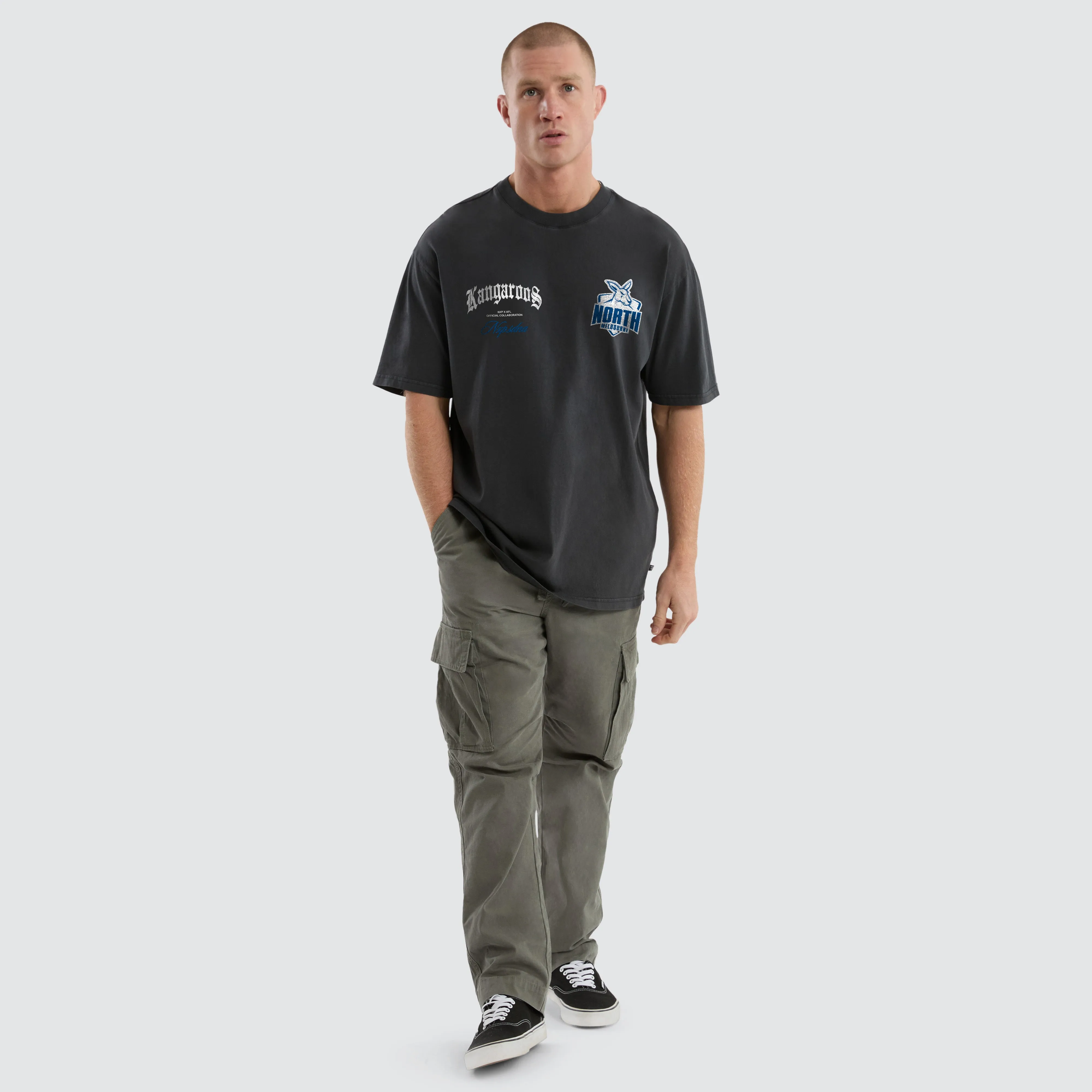 North Melbourne Kangaroos AFL Vintage Goth Tee Pigment Asphalt sold by Nena and Pasadena product image thumbnail 3