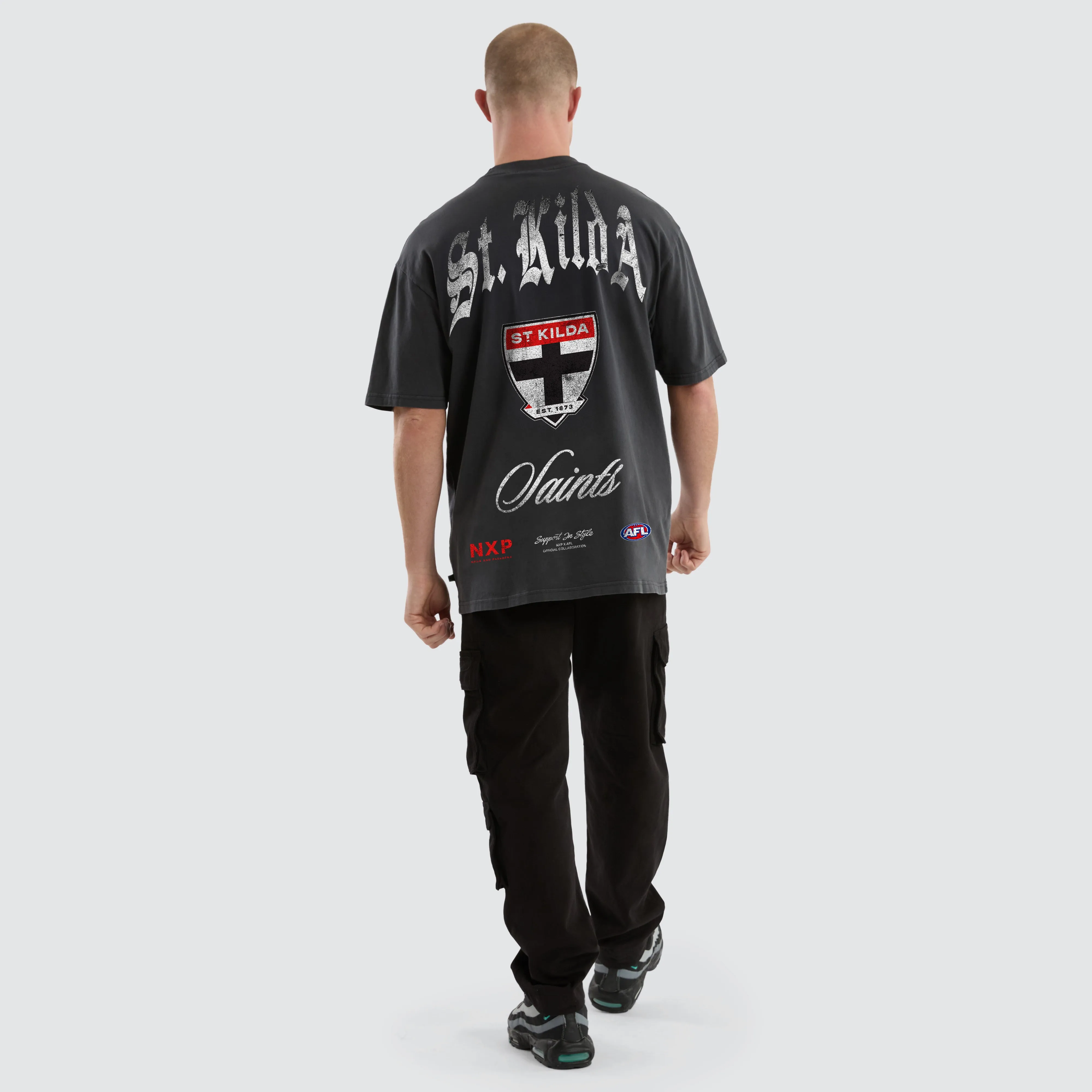 St Kilda Saints AFL Vintage Goth Tee Pigment Asphalt sold by Nena and Pasadena product image thumbnail 2
