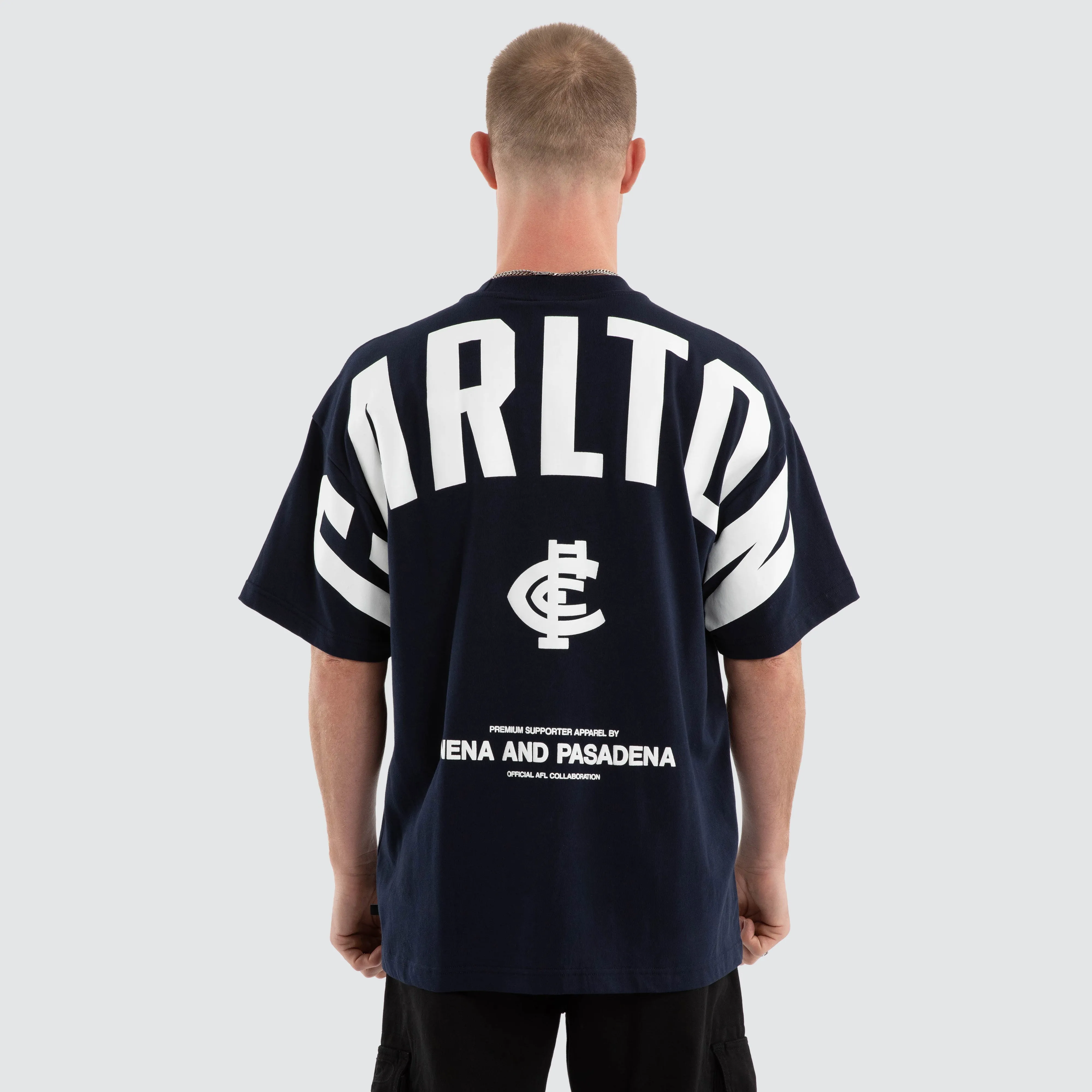 Carlton Blues Archive Raptor Tee Navy sold by Nena and Pasadena