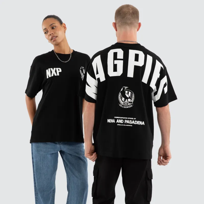 Collingwood Magpies Archive Raptor Tee Jet Black made by Nena and Pasadena