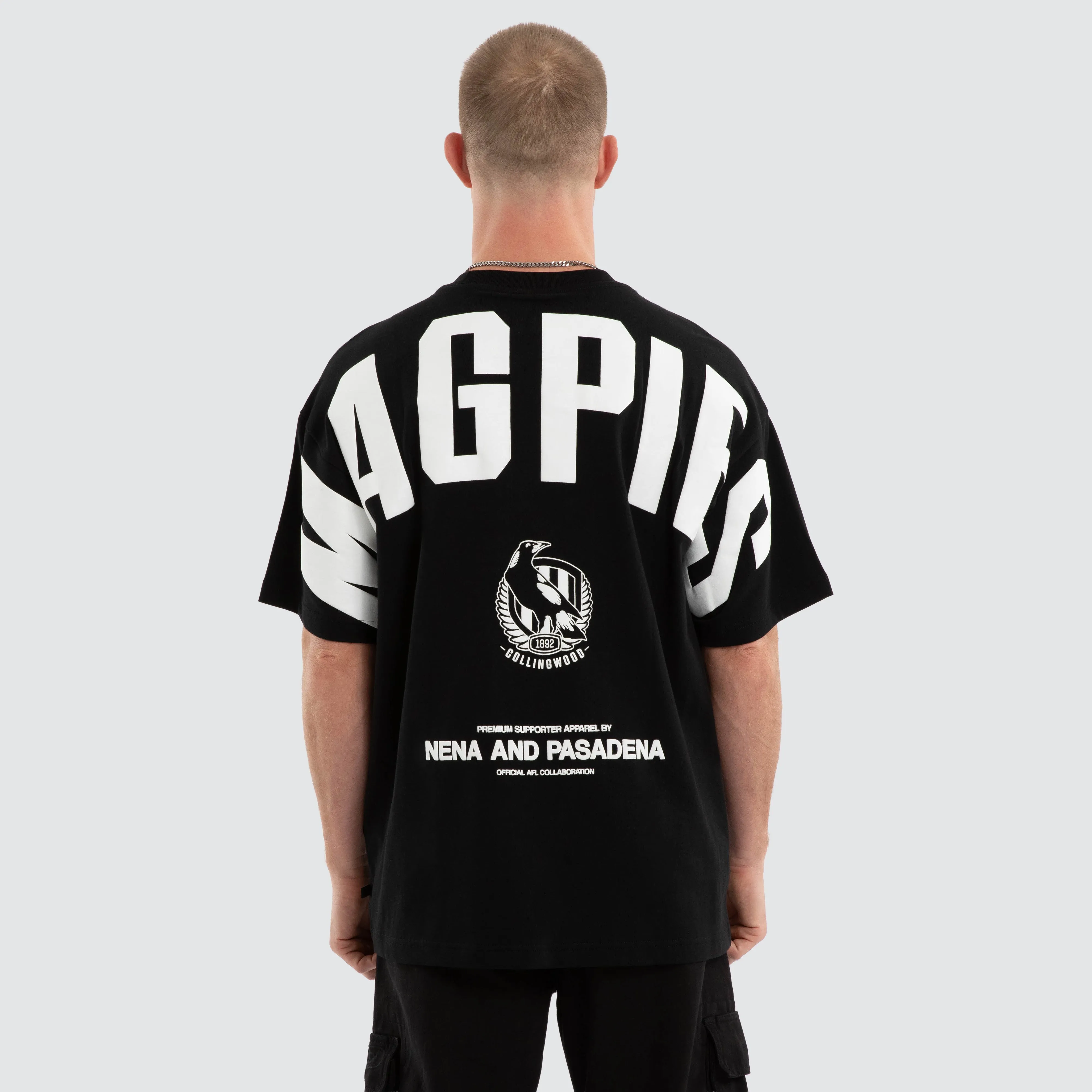 Collingwood Magpies Archive Raptor Tee Jet Black sold by Nena and Pasadena product image thumbnail 4