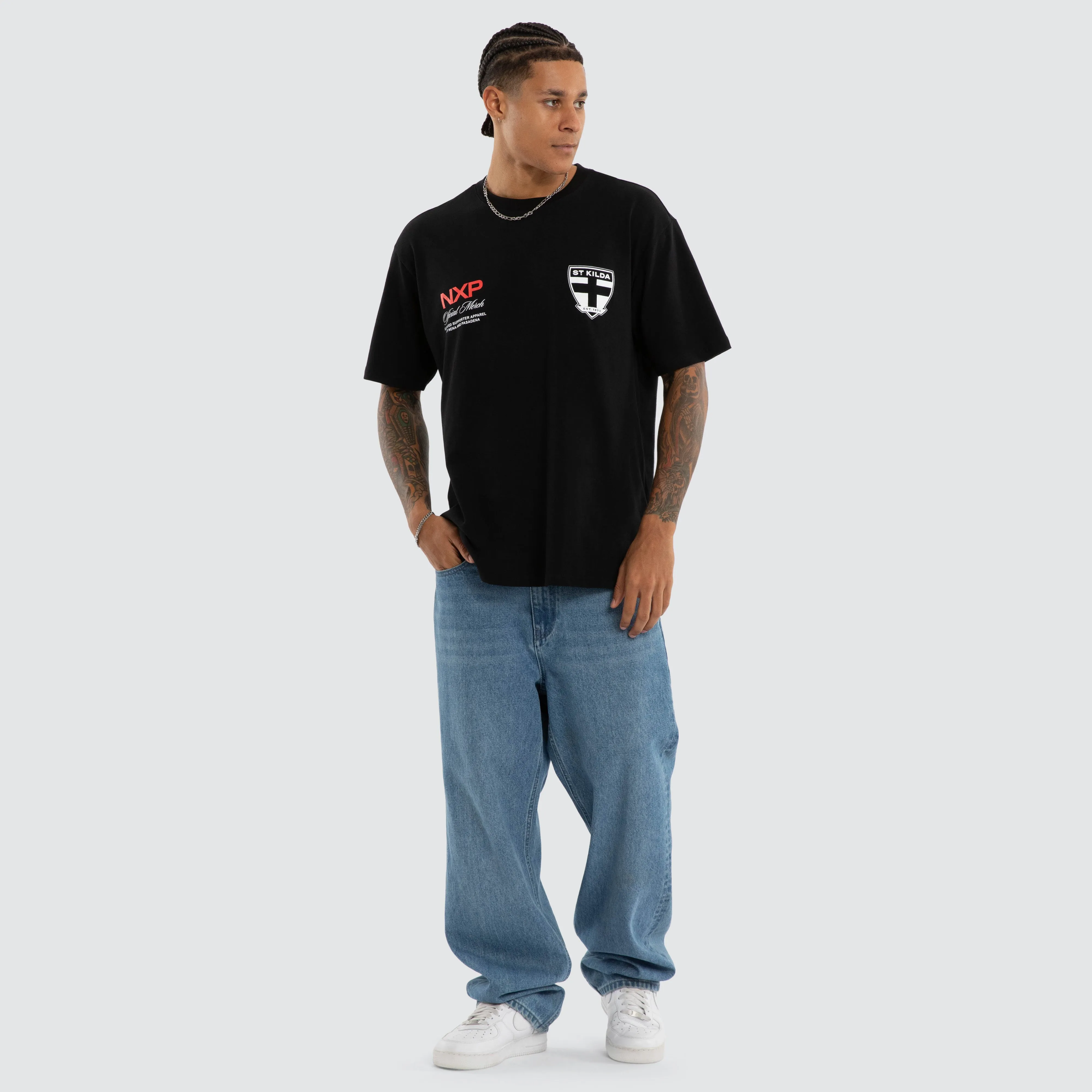 St Kilda Saints Grand Box Fit Tee Jet Black sold by Nena and Pasadena product image thumbnail 4