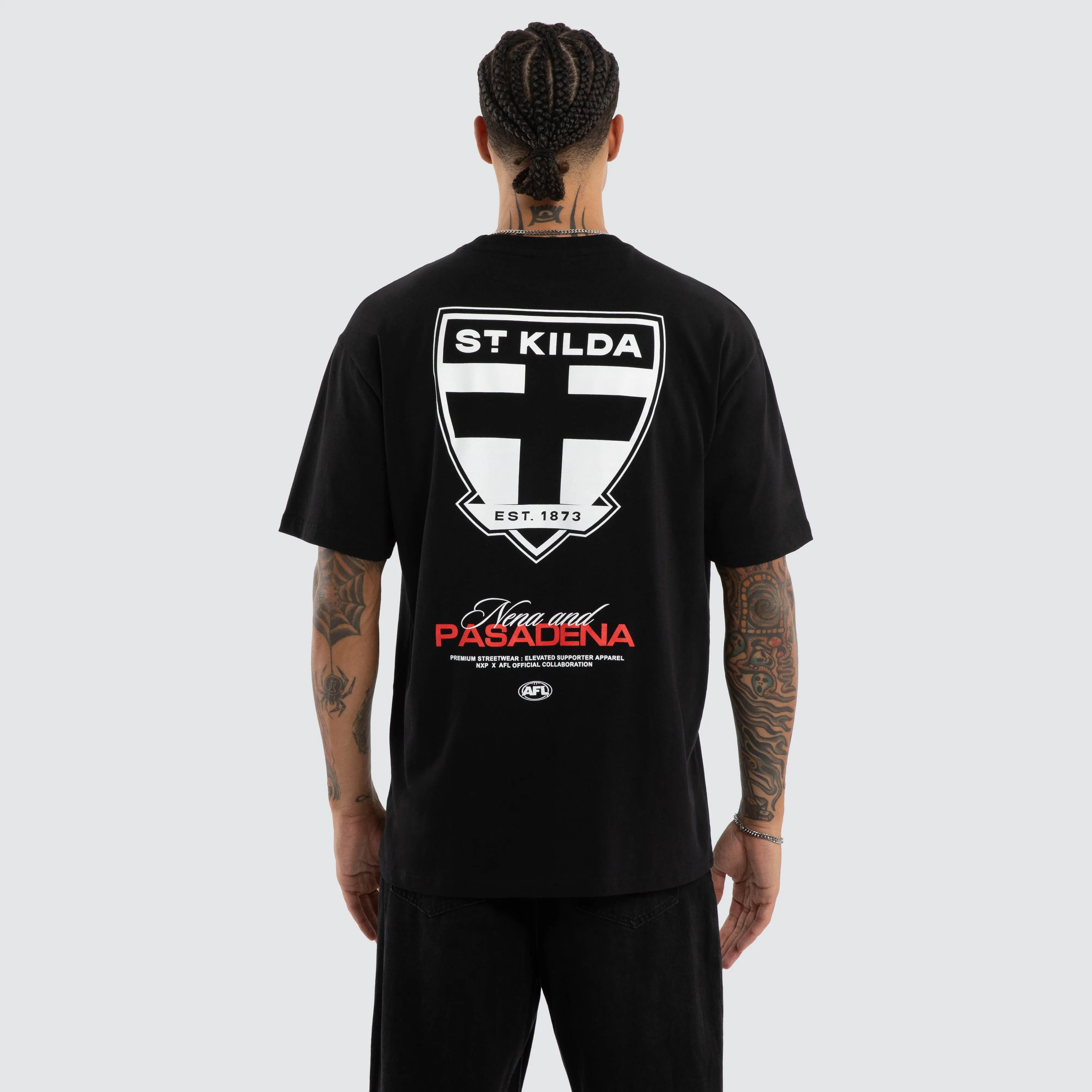 St Kilda Saints Grand Box Fit Tee Jet Black sold by Nena and Pasadena product image thumbnail 2