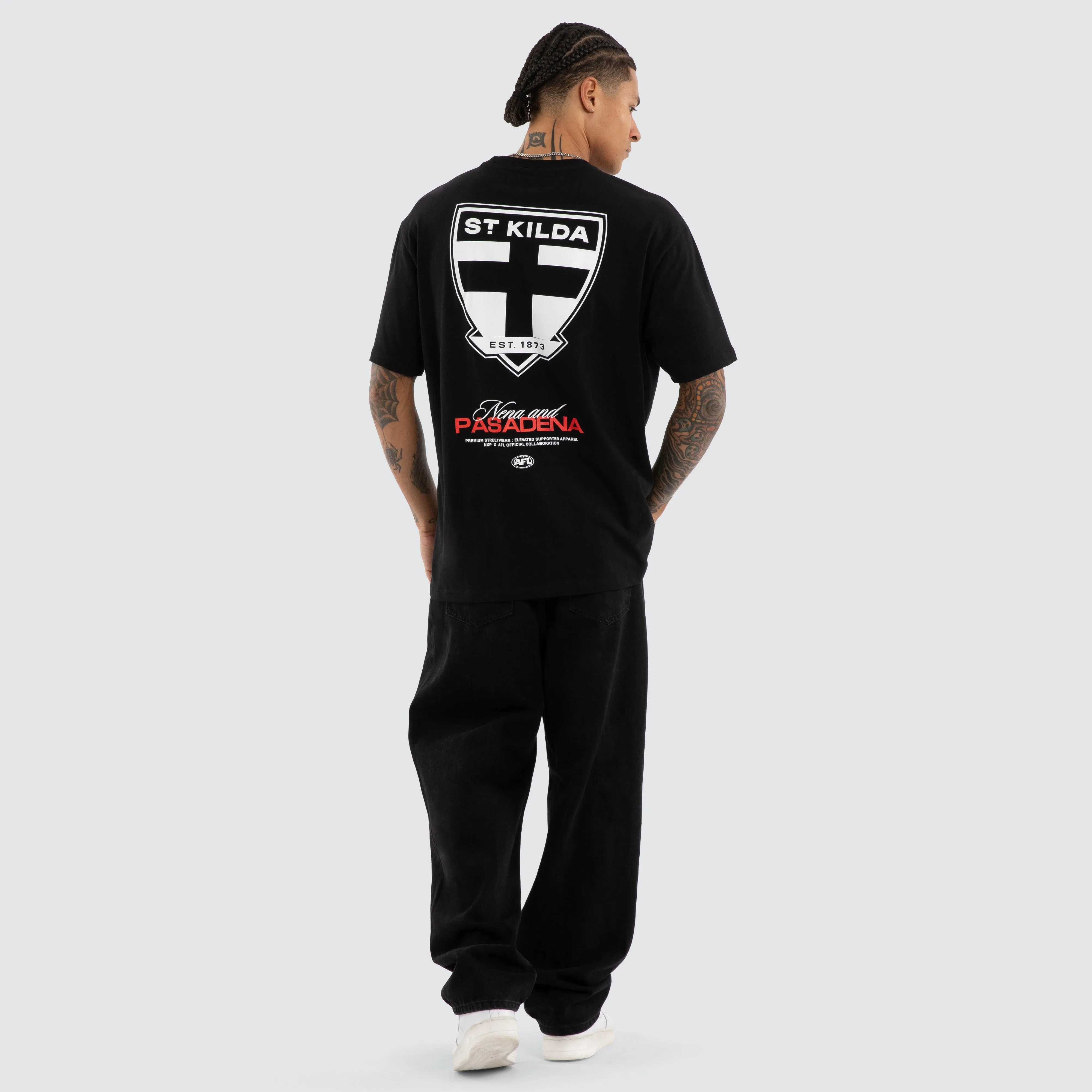 St Kilda Saints Grand Box Fit Tee Jet Black sold by Nena and Pasadena product image thumbnail 5