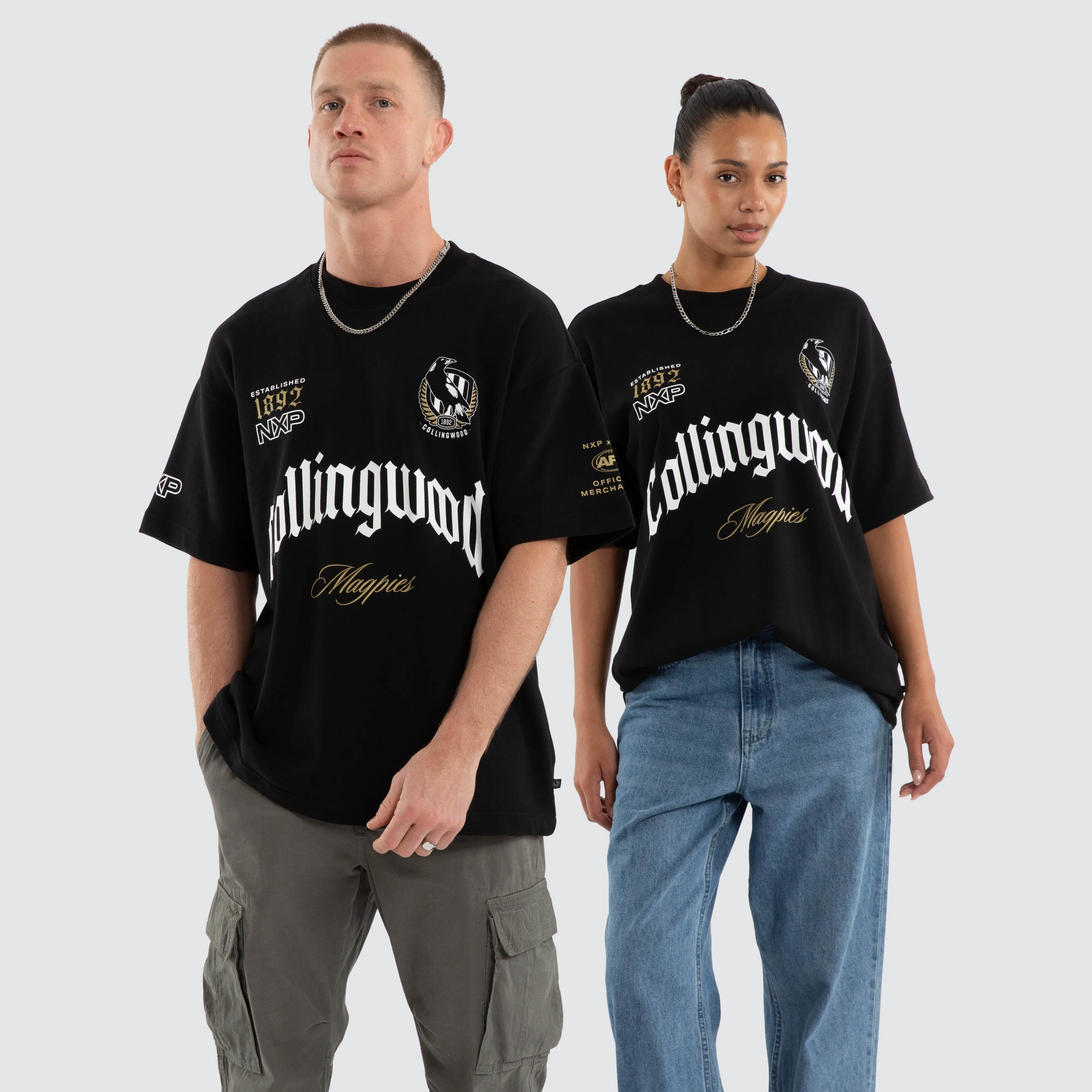 Collingwood Magpies Gold Raptor Tee Jet Black sold by Nena and Pasadena product image thumbnail 3