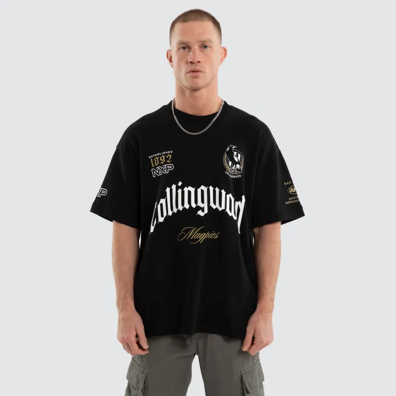 Collingwood Magpies Gold Raptor Tee Jet Black made by Nena and Pasadena