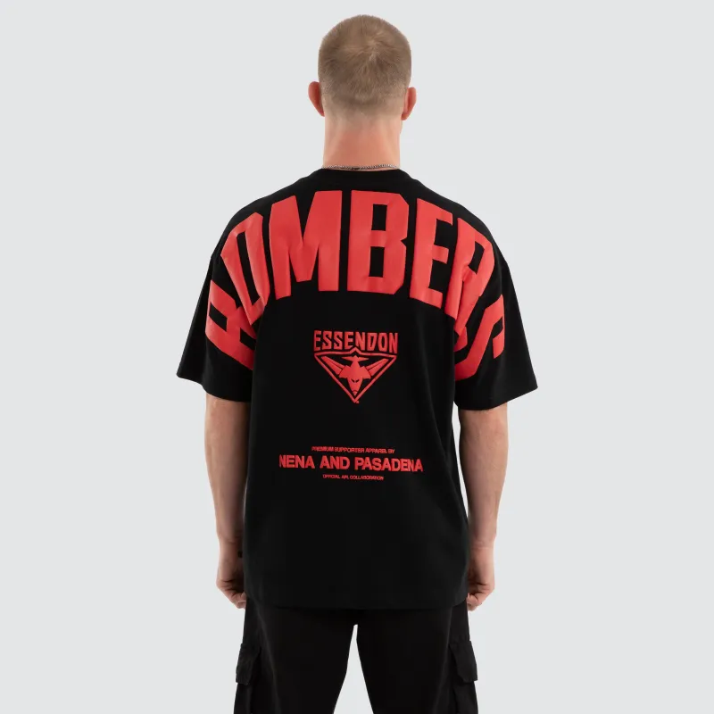 Essendon Bombers Archive Raptor Tee Jet Black made by Nena and Pasadena