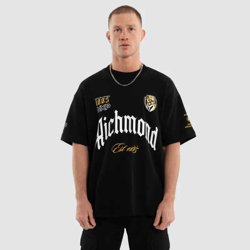 Richmond Tigers Gold Raptor Tee Jet Black made by Nena and Pasadena