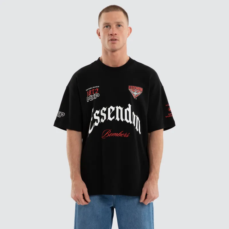 Essendon Bombers Gold Raptor Tee Jet Black made by Nena and Pasadena