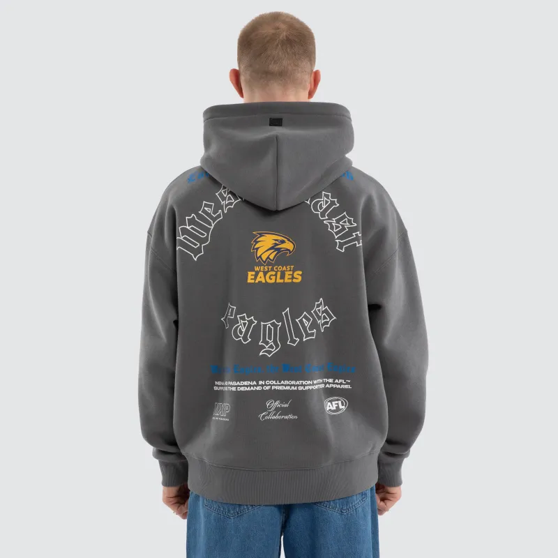 West Coast Eagles Tag Box Fit Hoodie Charcoal made by Nena and Pasadena