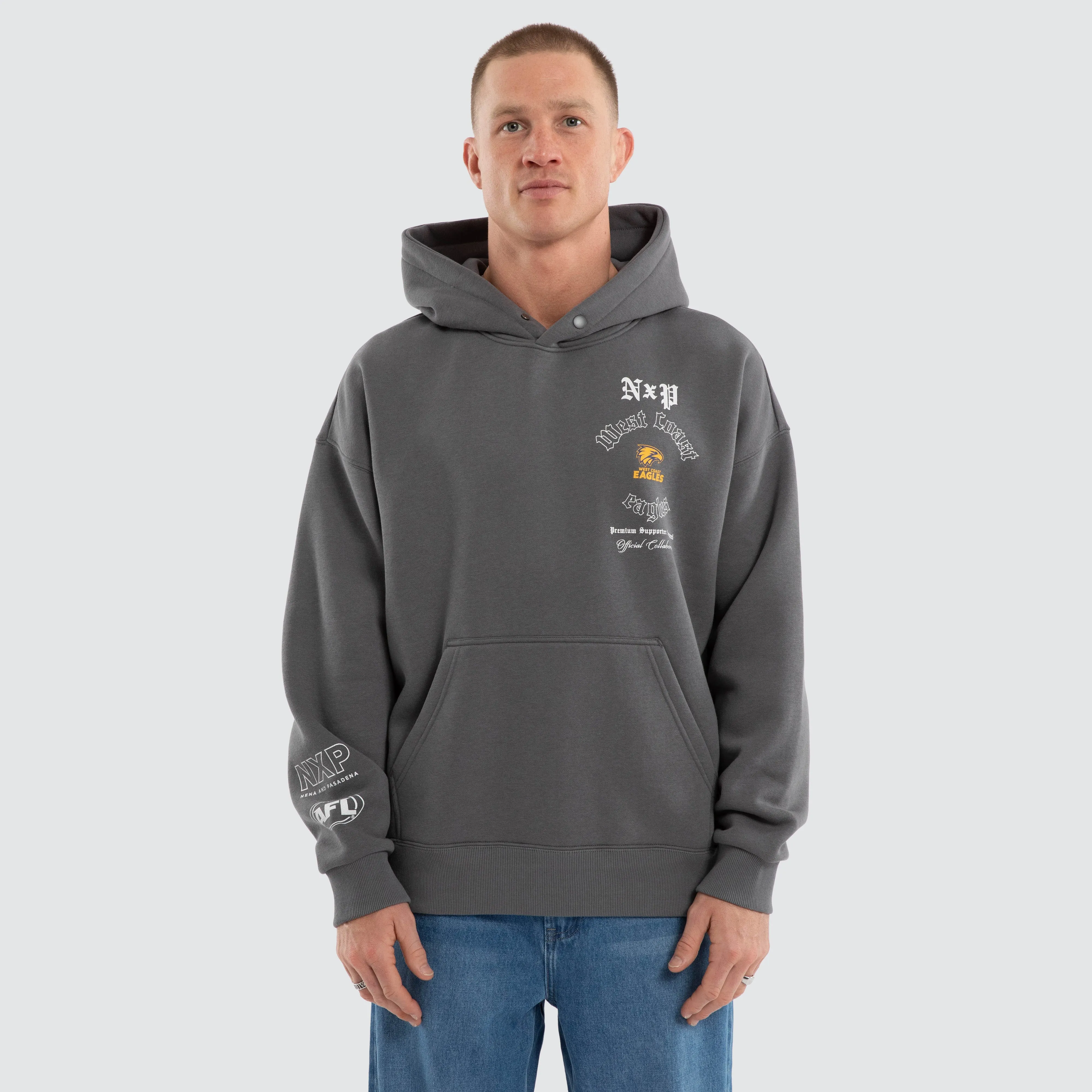 West Coast Eagles Tag Box Fit Hoodie Charcoal sold by Nena and Pasadena product image thumbnail 2