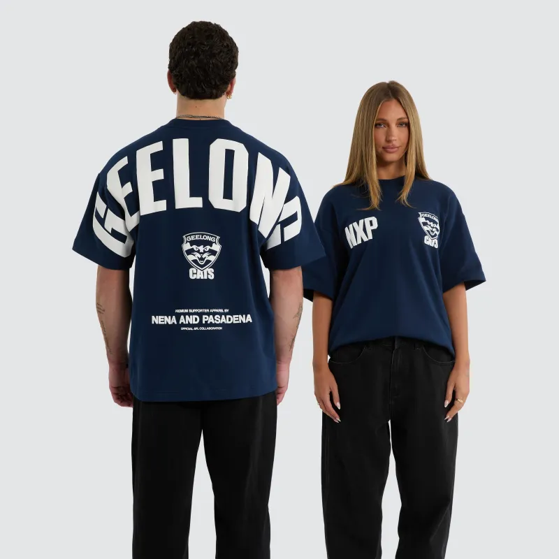Geelong Cats Archive Loopback Raptor Tee Navy made by Nena and Pasadena