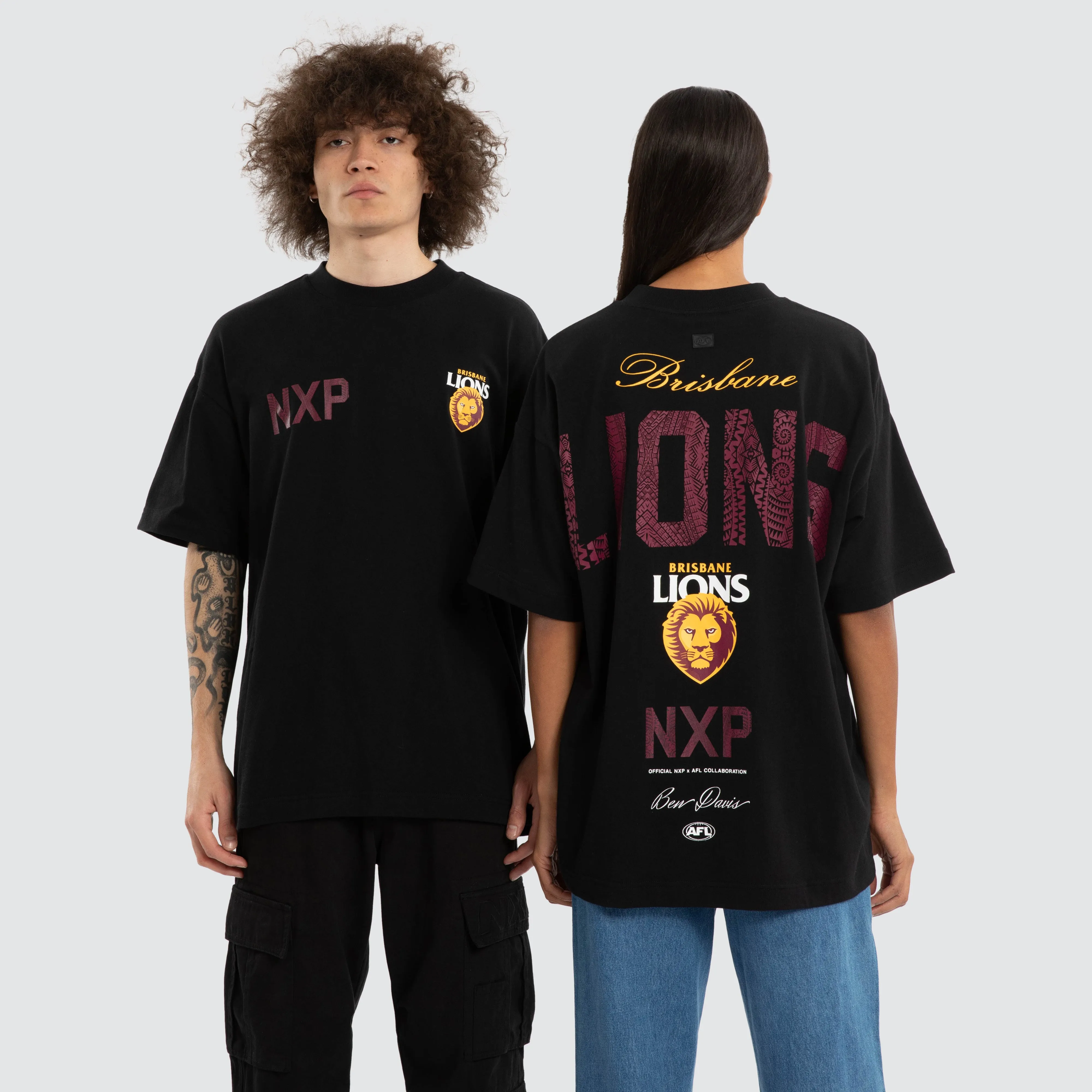 Ben Davis Brisbane Lions Raptor Tee Jet Black sold by Nena and Pasadena