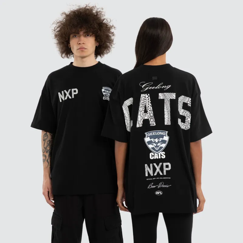 Ben Davis Geelong Cats Raptor Tee Jet Black made by Nena and Pasadena