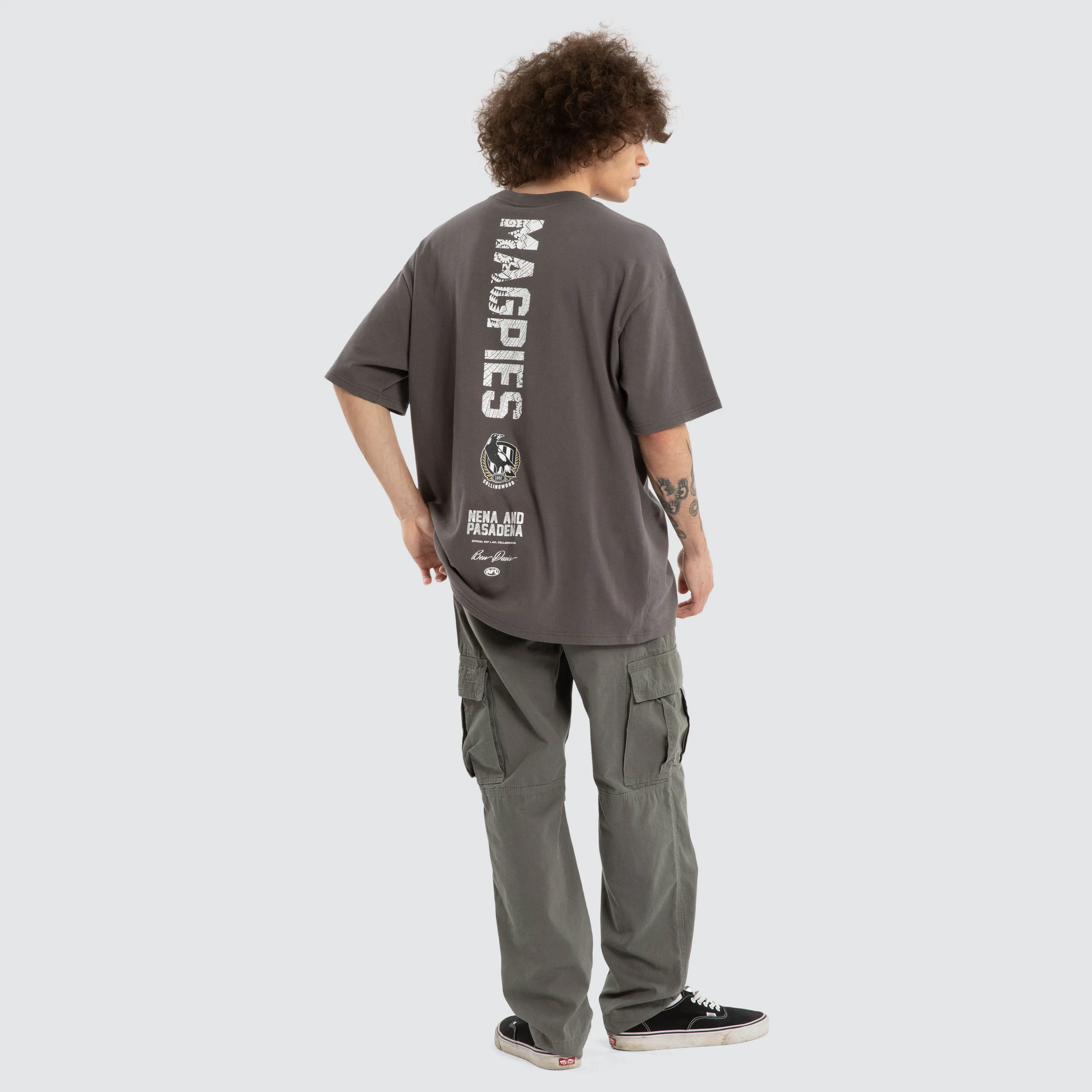 Ben Davis Collingwood Magpies Box Fit Tee Charcoal sold by Nena and Pasadena product image thumbnail 5