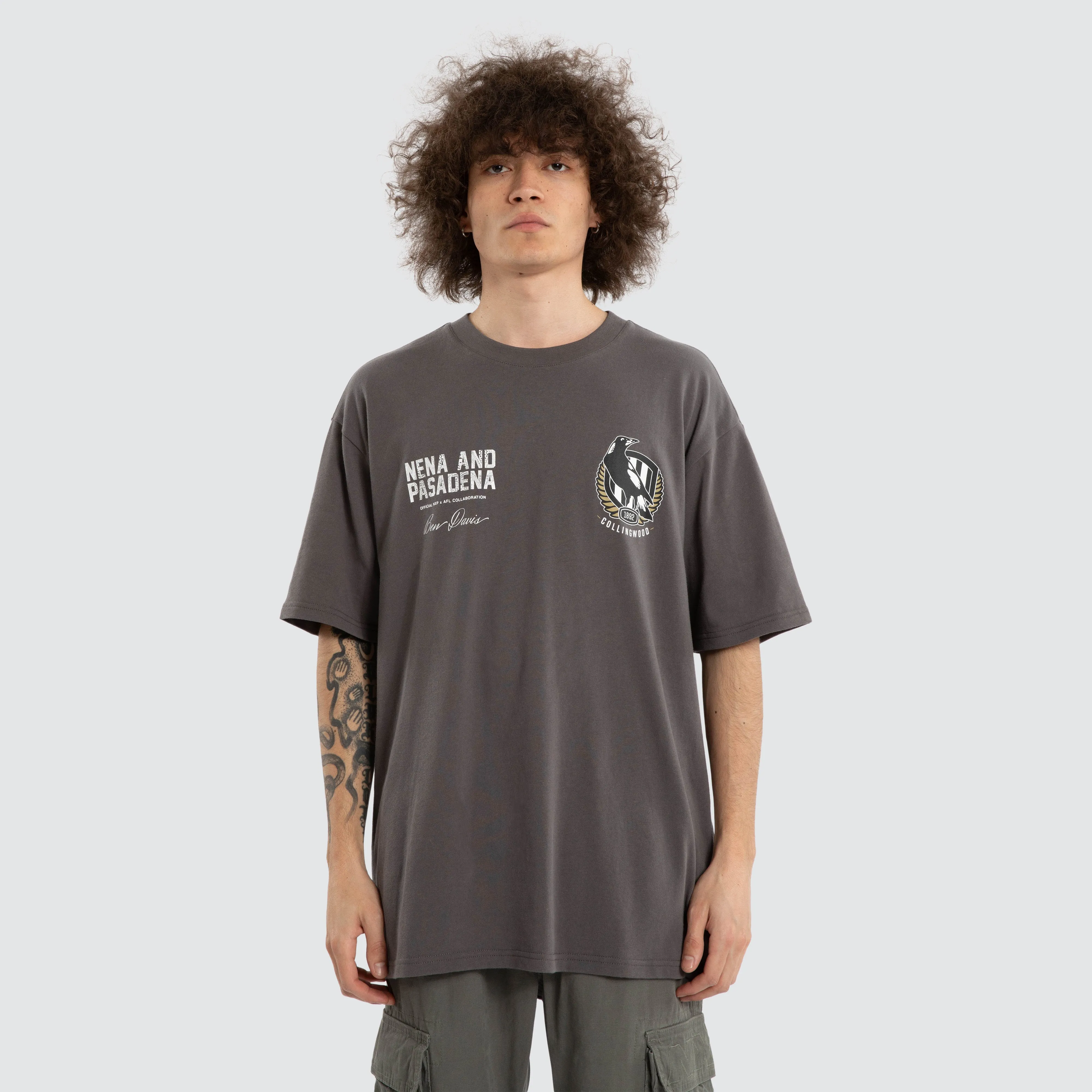 Ben Davis Collingwood Magpies Box Fit Tee Charcoal sold by Nena and Pasadena product image thumbnail 4