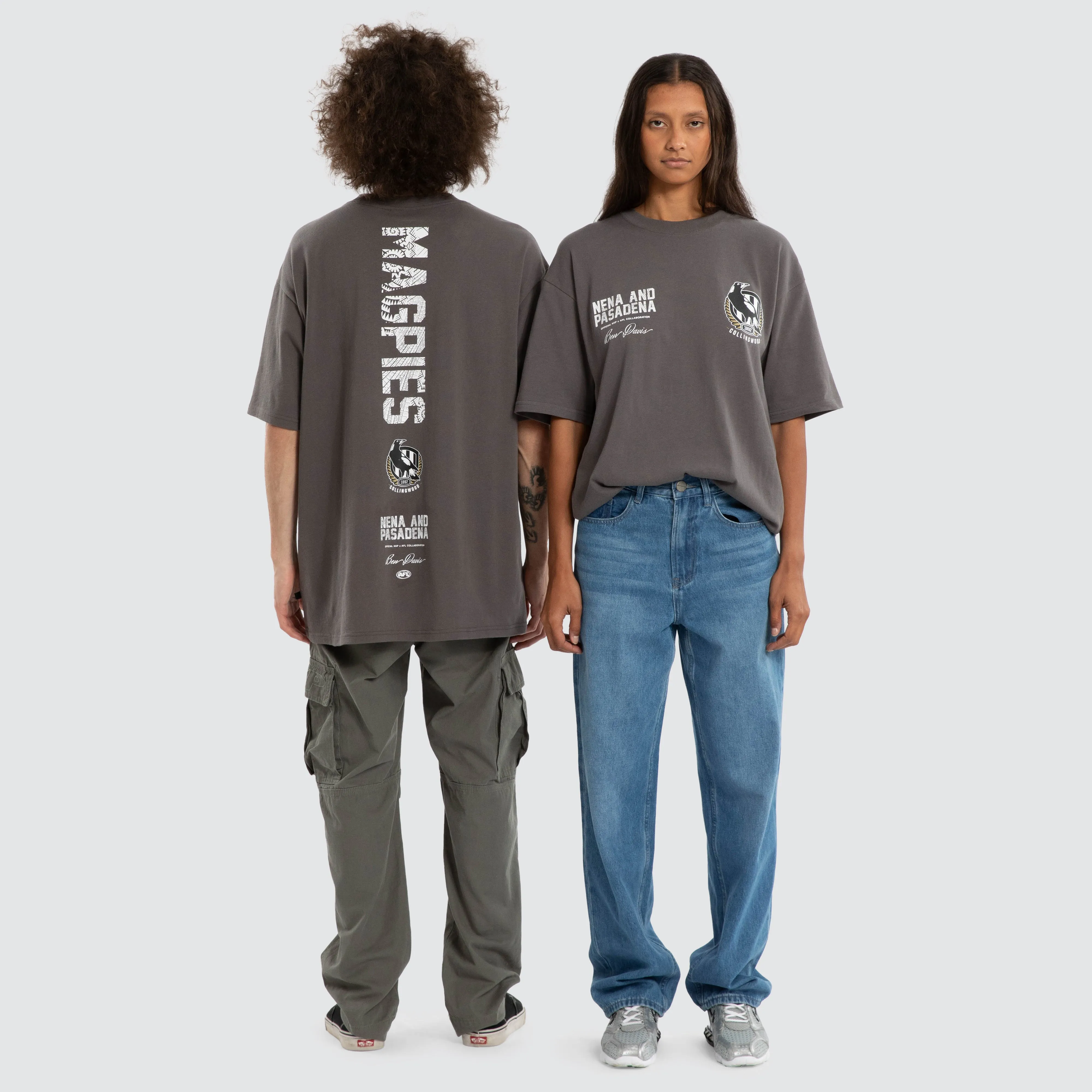Ben Davis Collingwood Magpies Box Fit Tee Charcoal sold by Nena and Pasadena product image thumbnail 3