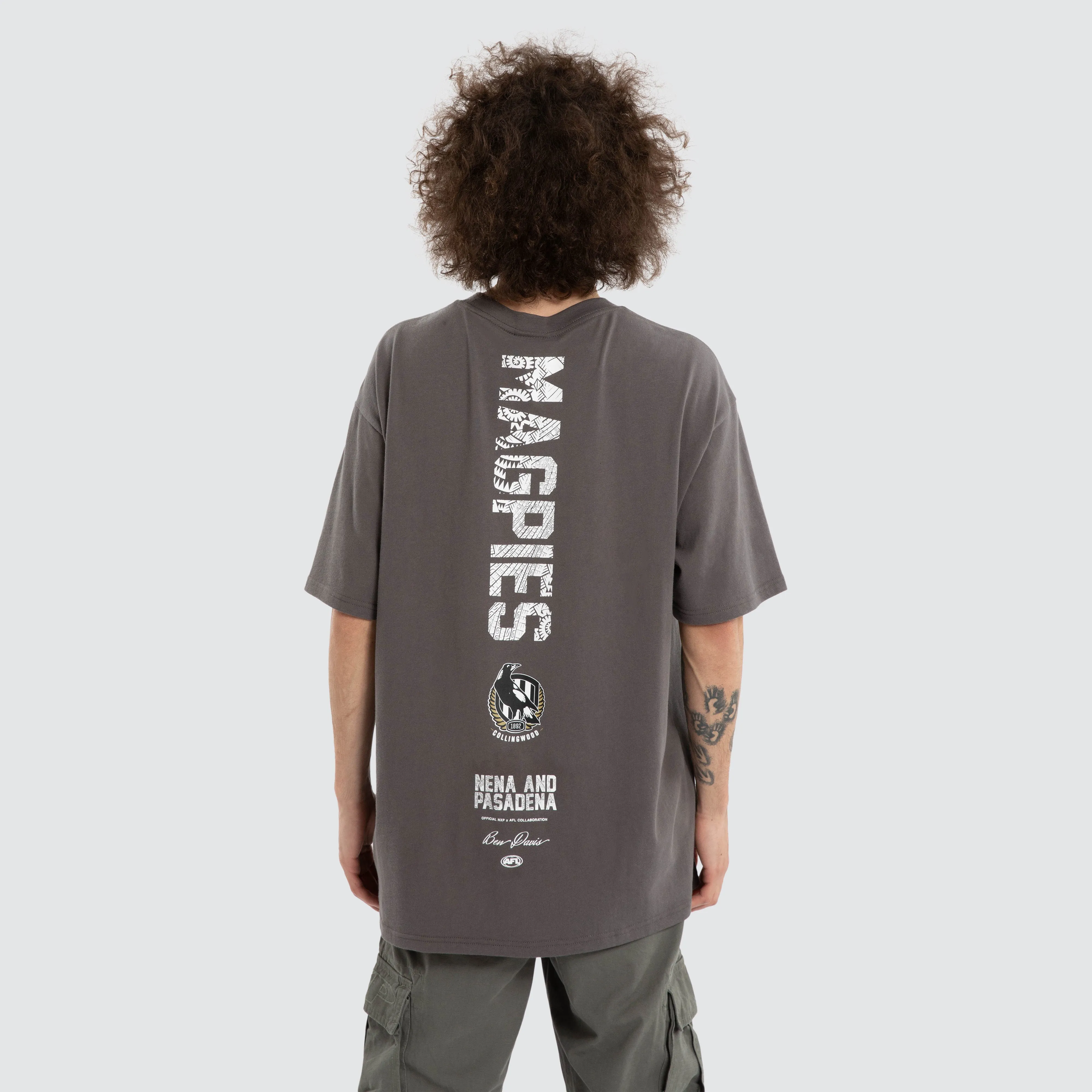 Ben Davis Collingwood Magpies Box Fit Tee Charcoal sold by Nena and Pasadena product image thumbnail 2