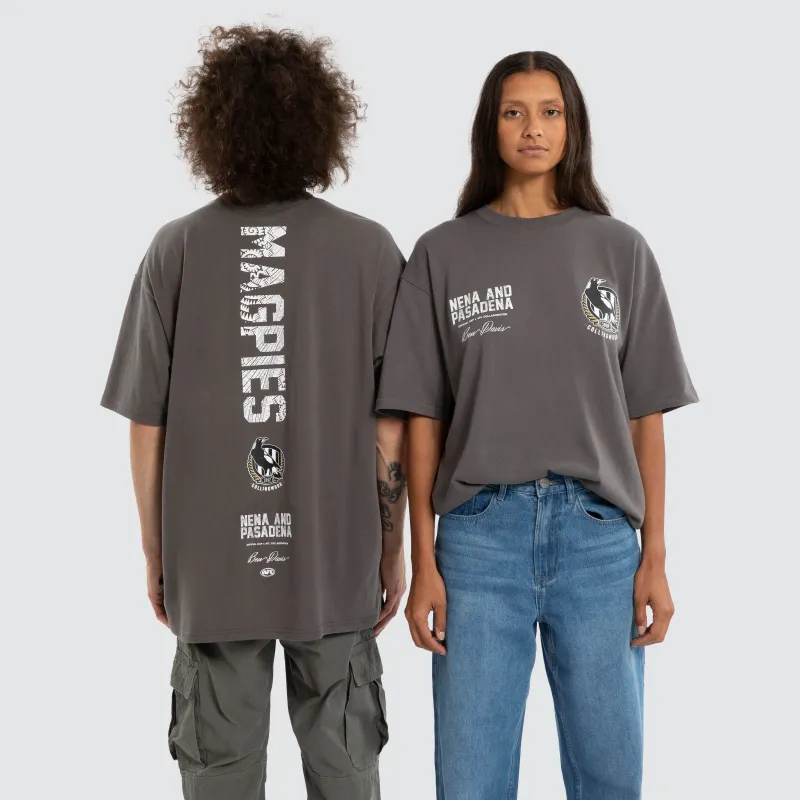 Ben Davis Collingwood Magpies Box Fit Tee Charcoal made by Nena and Pasadena