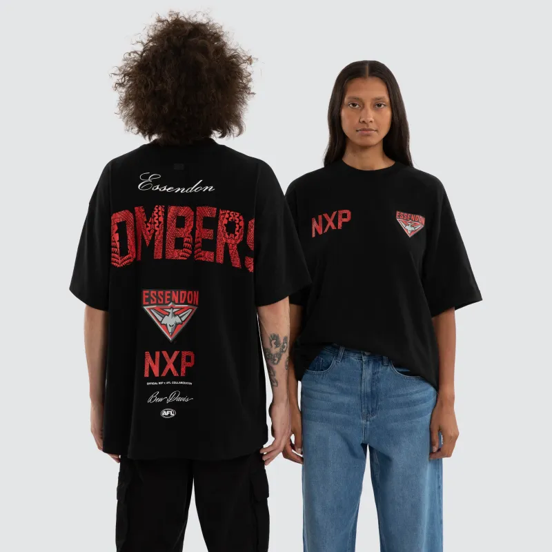Ben Davis Essendon Bombers Raptor Tee Jet Black made by Nena and Pasadena