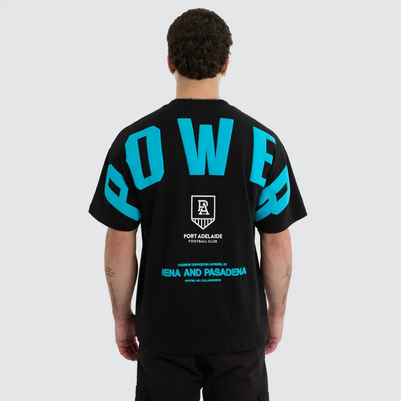 Port Adelaide Power Archive Raptor Tee Jet Black made by Nena and Pasadena