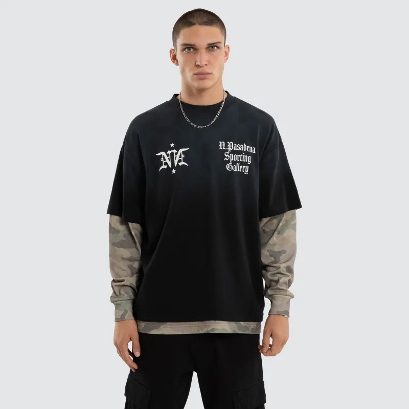 Mirror Layered Longsleeve Tee Sunbleached Black made by Nena and Pasadena
