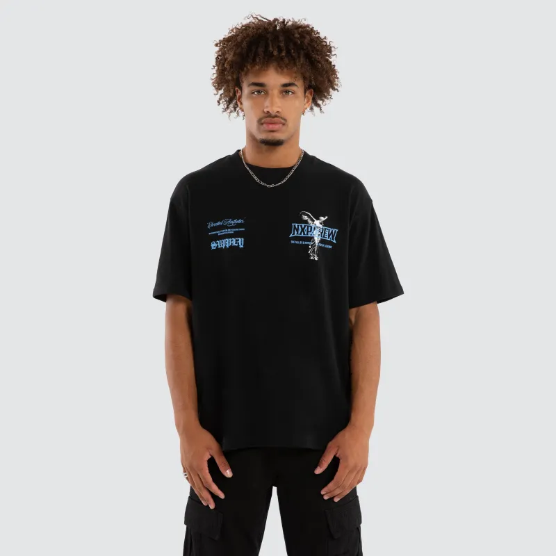 Azrael Box Fit Tee Anthracite Black made by Nena and Pasadena