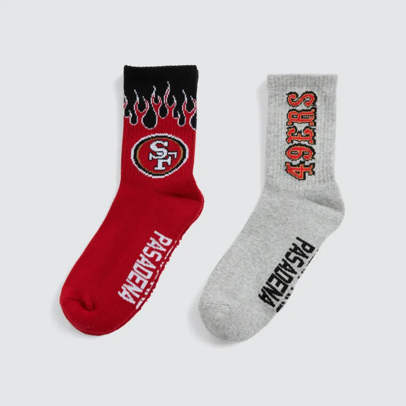 San Francisco 49ers 2PK Socks Grey/49ers Red made by Nena and Pasadena
