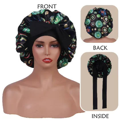 Satin Bonnet - Reversible Floral with Head Tie sold by Sleep Sassy product image thumbnail 5