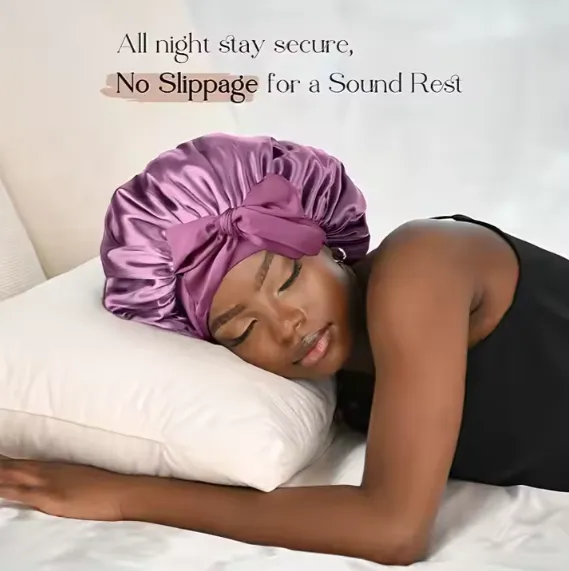 Large Satin Bonnet With Wrap Tie sold by Sleep Sassy product image thumbnail 3