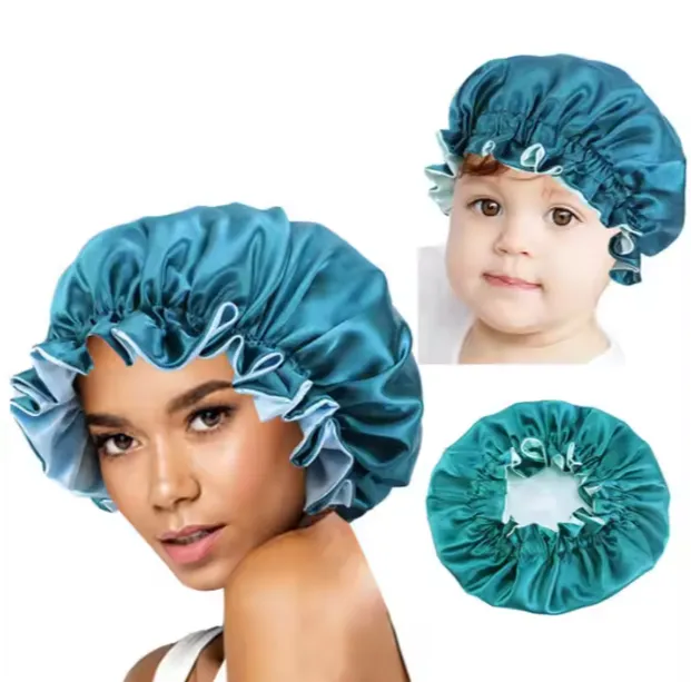 Satin Silk Mommy and Me Adjustable, Reversible Bonnet Sets sold by Sleep Sassy