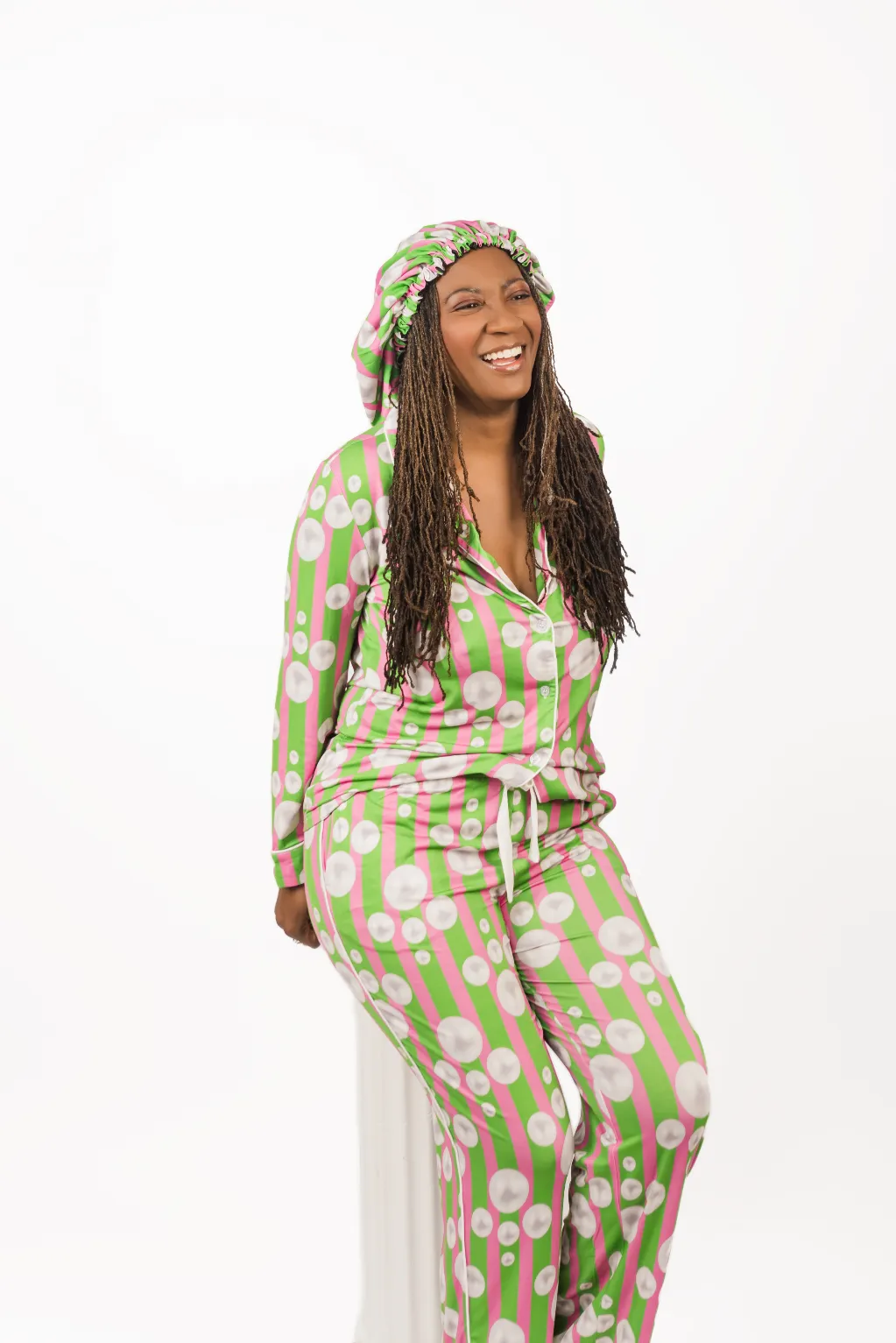 Divine - Bamboo Pajama Pants Set, With A Matching Satin-Lined Bonnet sold by Sleep Sassy product image thumbnail 4