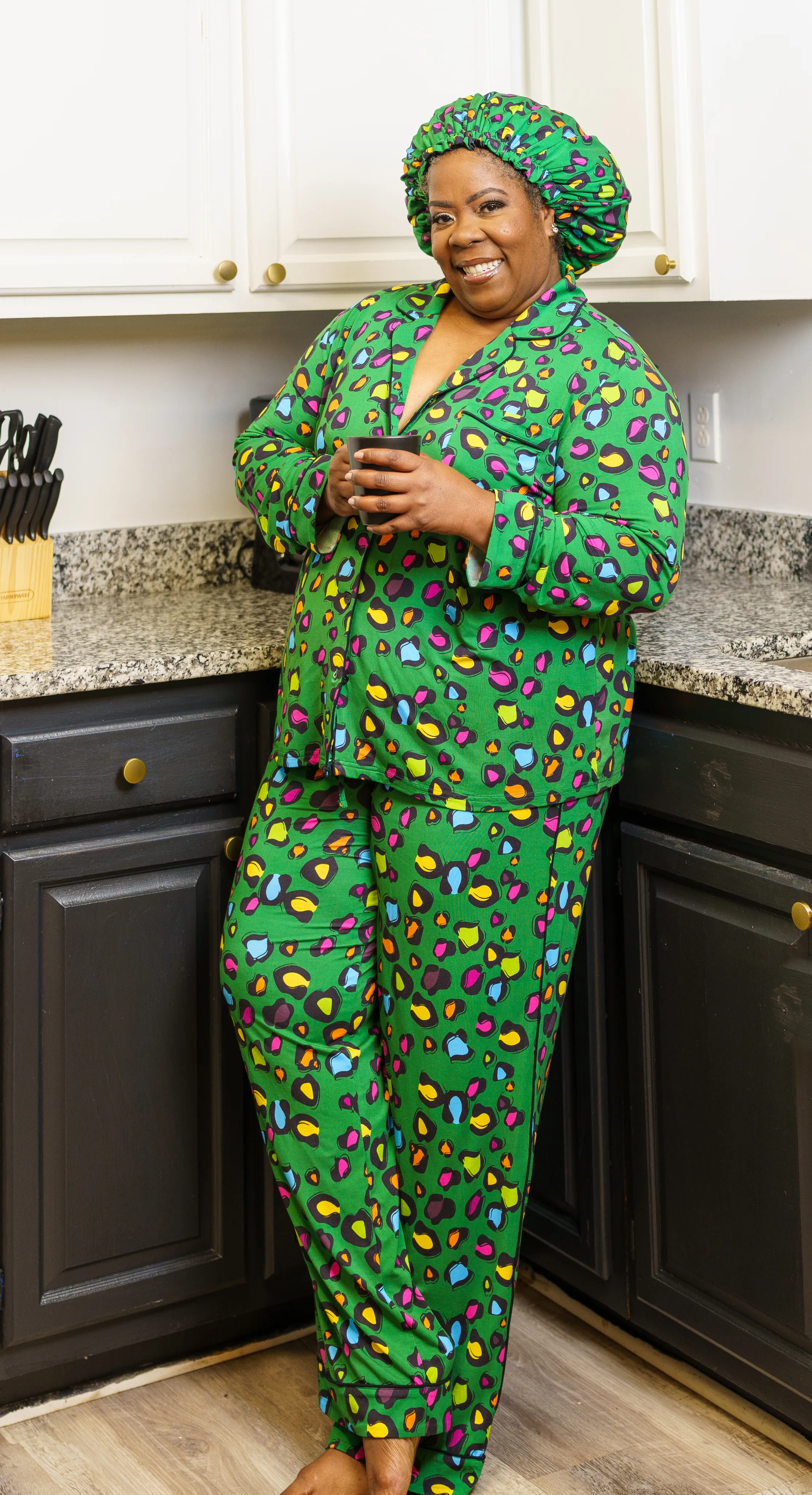 Animal Print - Bamboo Pajama Pants Set, With A Matching Satin-Lined Bonnet sold by Sleep Sassy