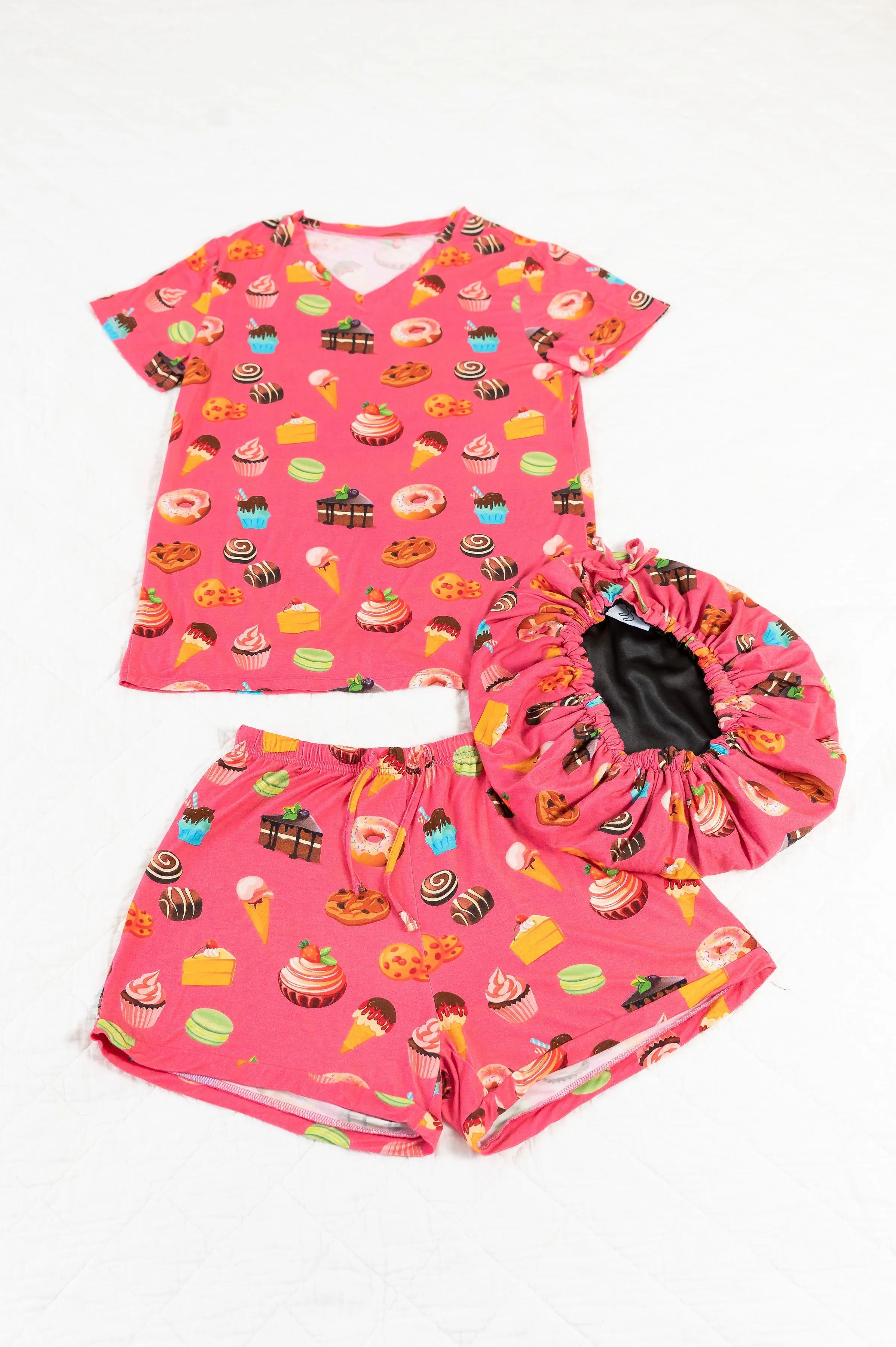 Sweet Tooth - Bamboo Pajama Shorts Set, With A Matching Satin-Lined Bonnet sold by Sleep Sassy product image thumbnail 5