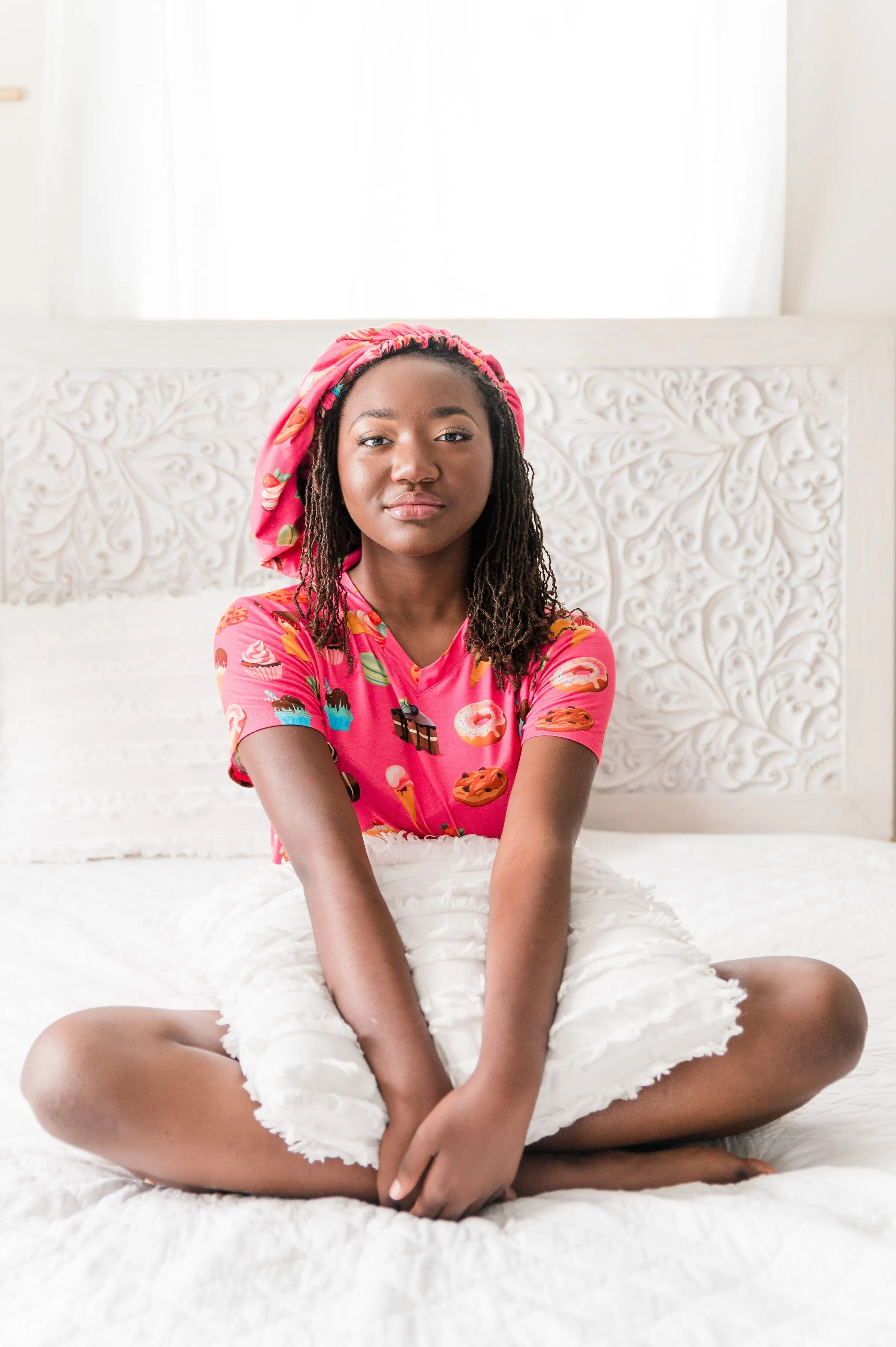 Sweet Tooth - Bamboo Pajama Shorts Set, With A Matching Satin-Lined Bonnet sold by Sleep Sassy product image thumbnail 2